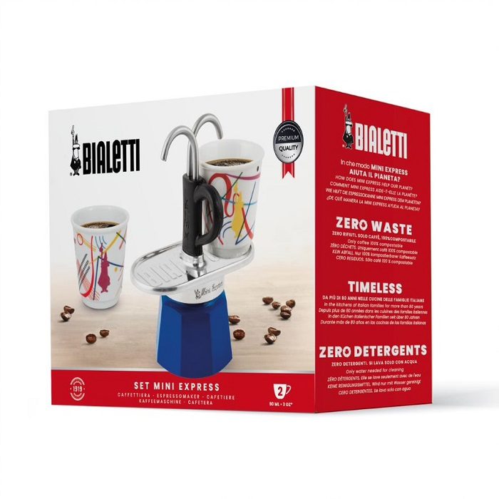 BIALETTI 1407/NP Mini Express Kandinsky kotyogós kávéfőző 2 porceláncsészével – 4. kép