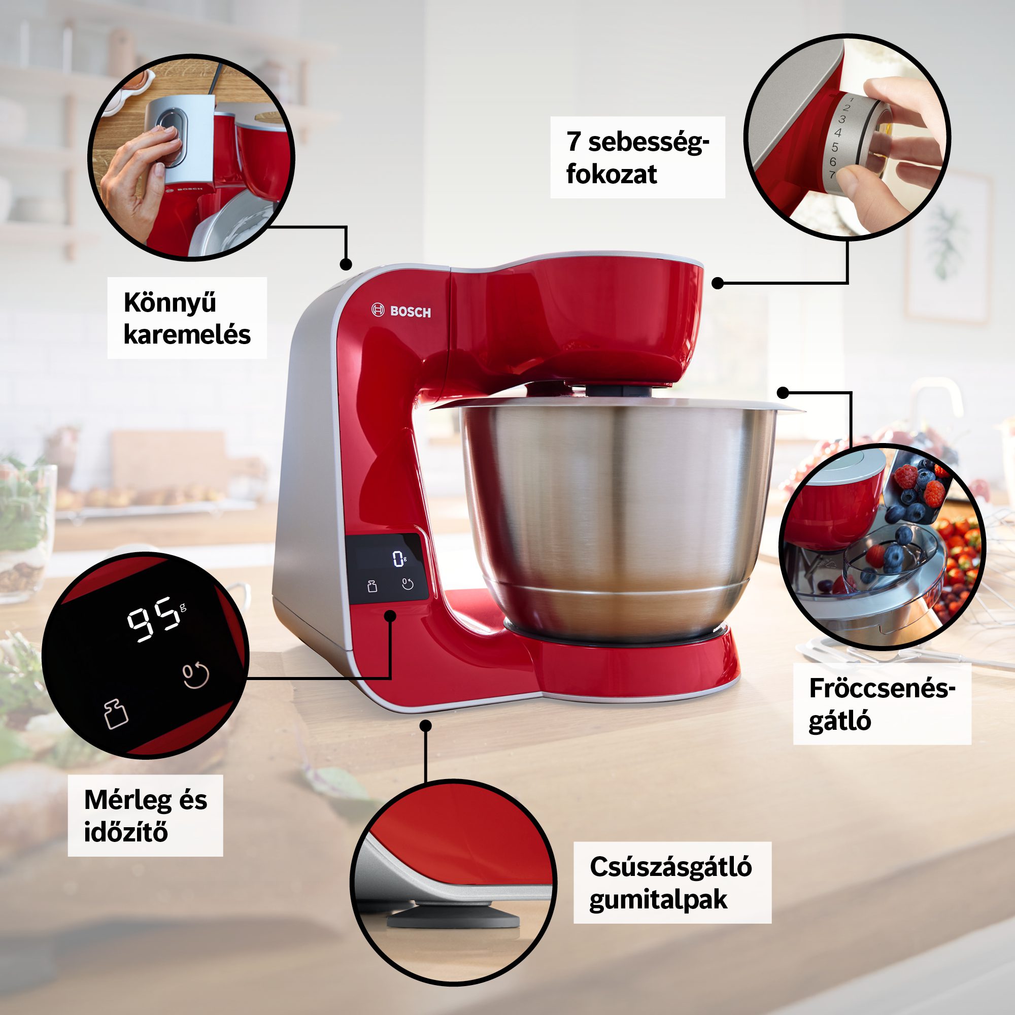 BOSCH MUM5X720 konyhai robotgép beépített mérleggel és turmixkehellyel, 1000 W – 2. kép