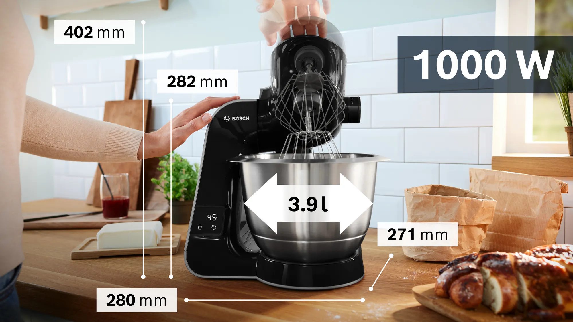 BOSCH MUM5XC4E konyhai robotgép beépített mérleggel és 3,9 literes nemesacél tállal – 7. kép