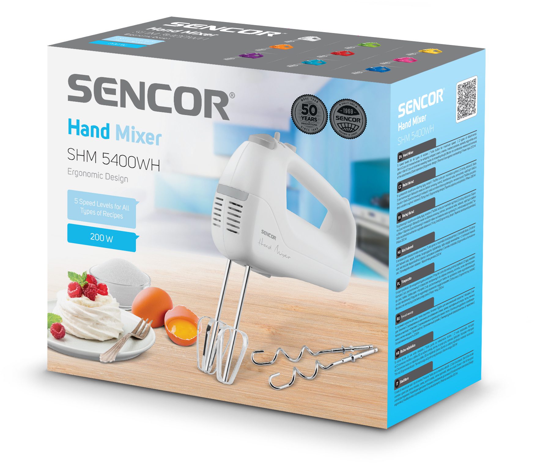 SENCOR SHM 5400WH 200 W-os kézi mixer turbó funkcióval, fehér-szürke – 8. kép