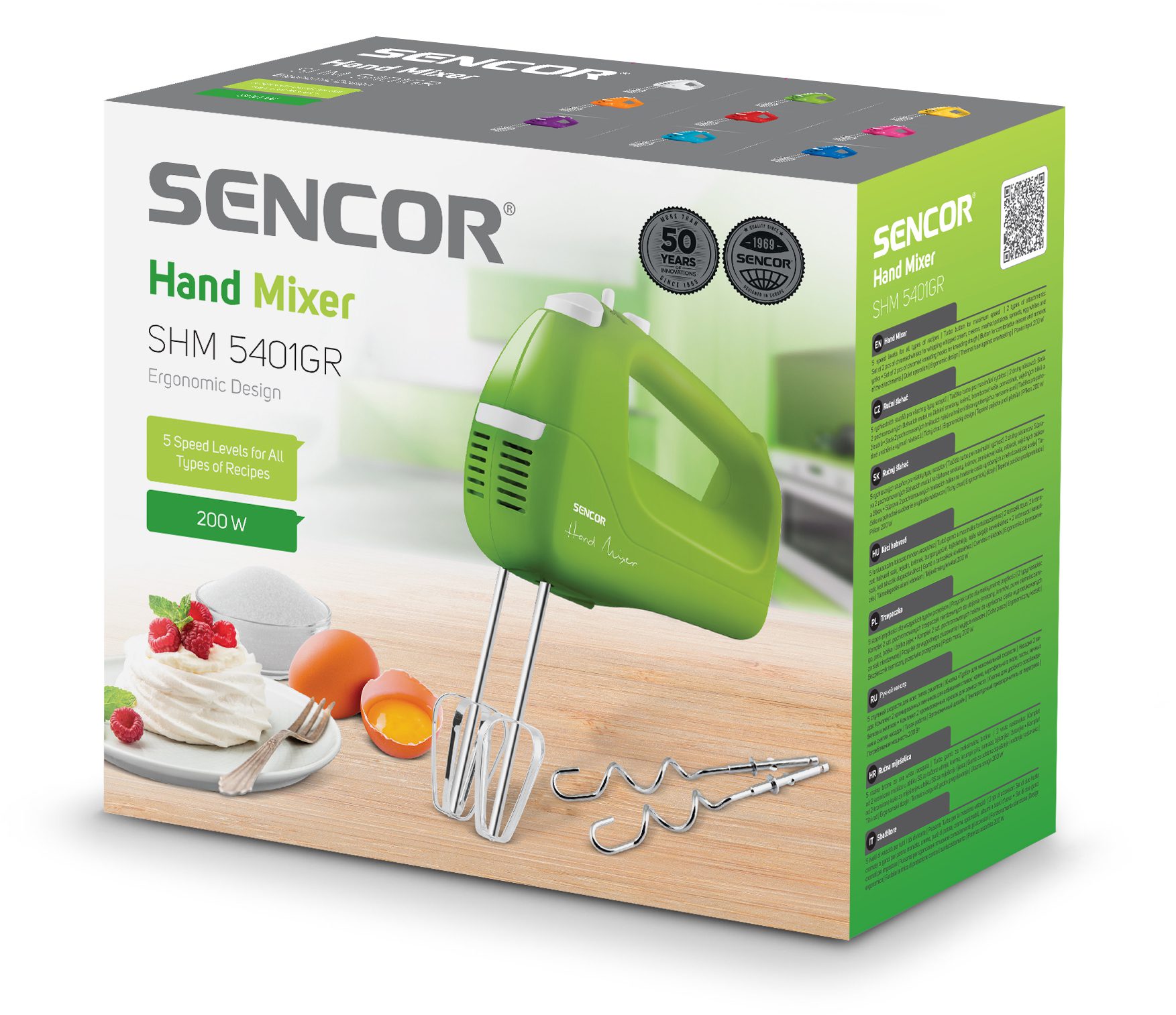 SENCOR SHM 5401GR 200 W-os kézi mixer turbó funkcióval, fehér-zöld – 5. kép