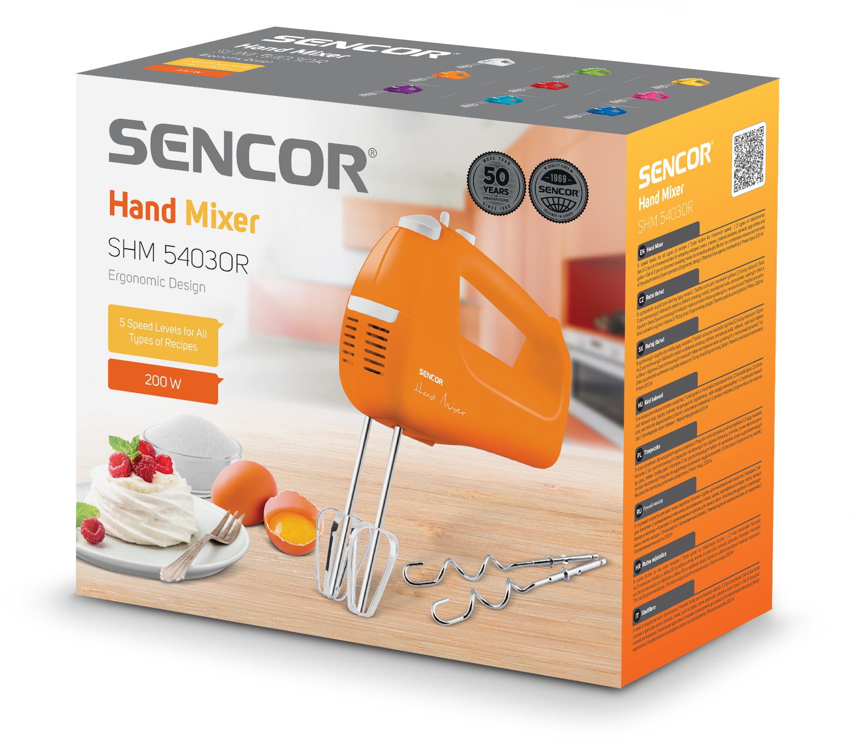 SENCOR SHM 5403OR 200 W-os kézi mixer habverő- és dagasztószárakkal – 8. kép