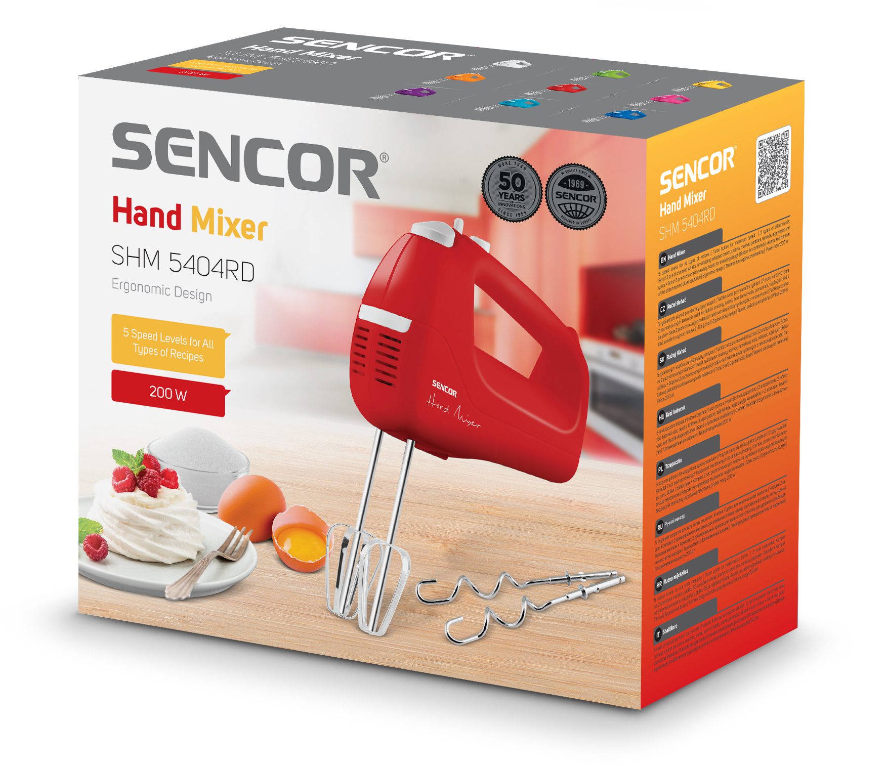 SENCOR SHM 5404RD kézi mixer 200 W-os motorral, fehér-piros kivitelben – 8. kép