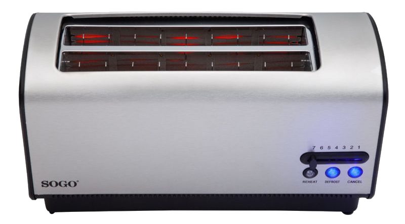 SOGO TOS-SS-5395 hosszú nyílású kenyérpirító, 1200 W, ezüst-fekete – 2. kép