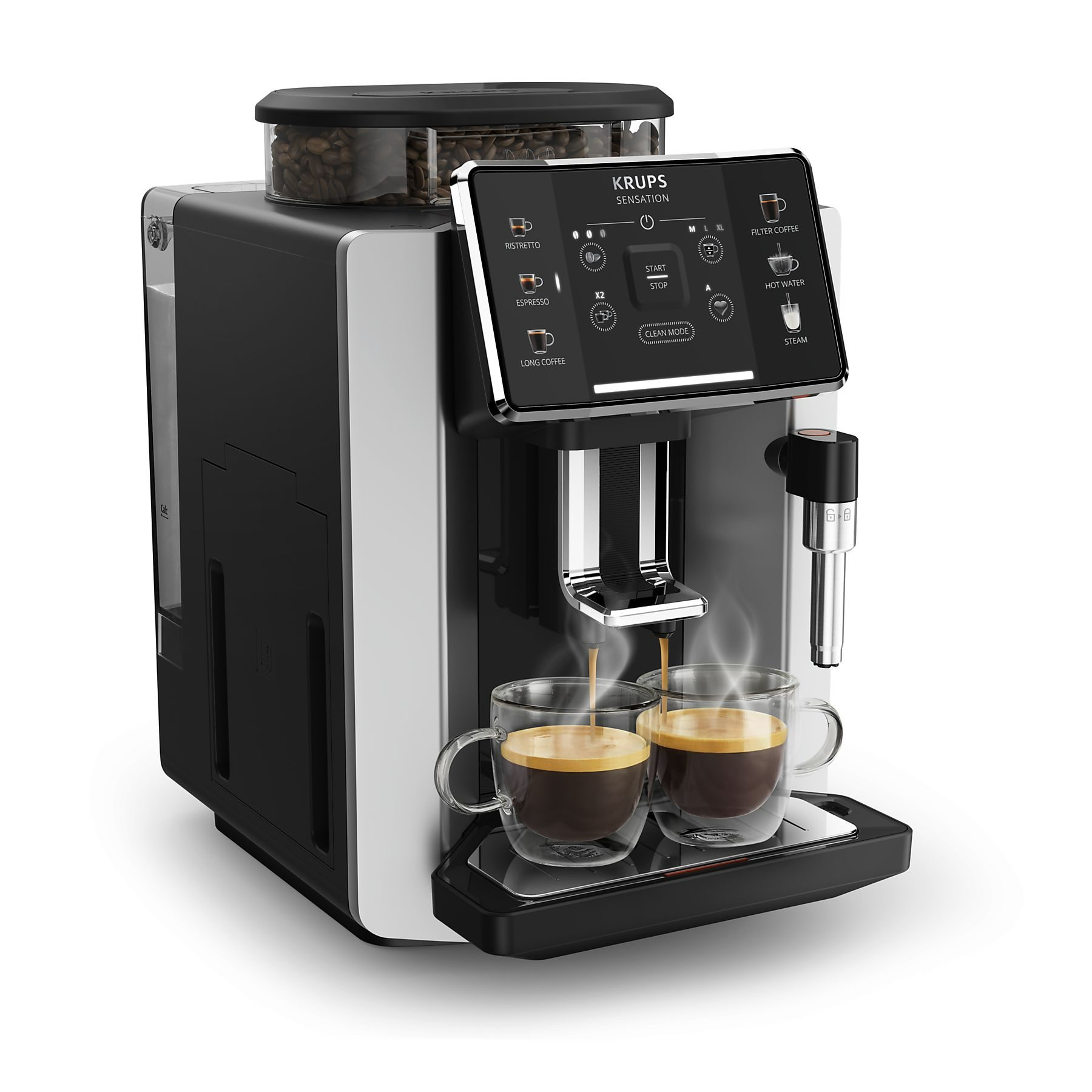 KRUPS EA910E10 Sensation automata eszpresszógép tejhabosítóval, ezüst-fekete – 2. kép