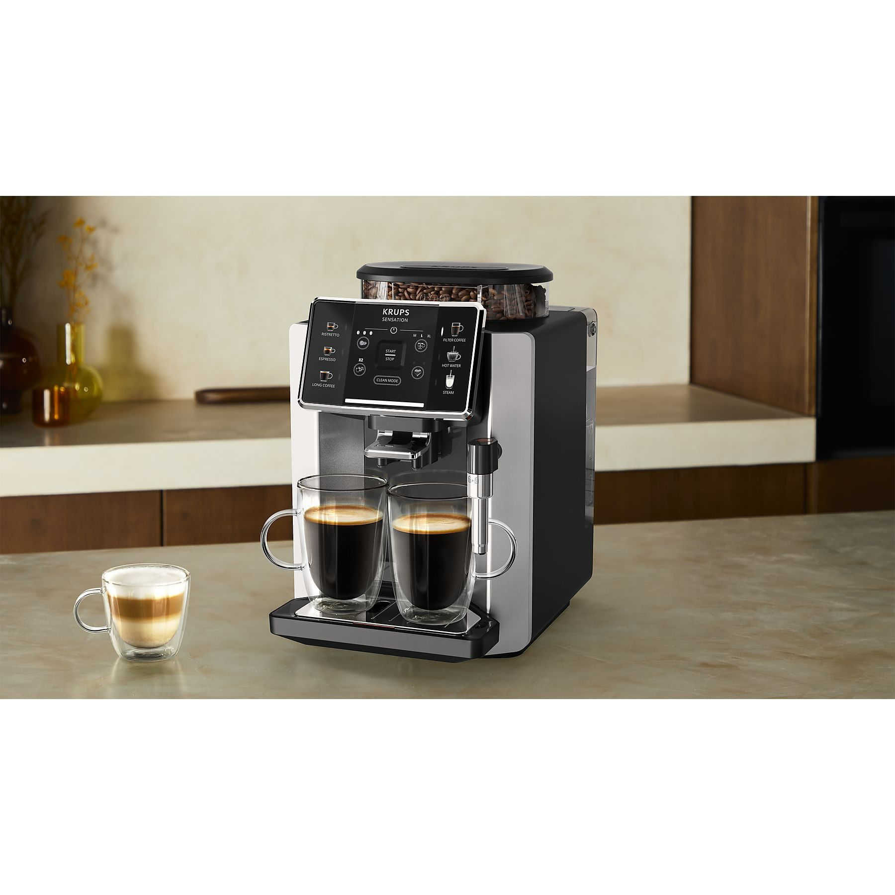 KRUPS EA910E10 Sensation automata eszpresszógép tejhabosítóval, ezüst-fekete – 3. kép
