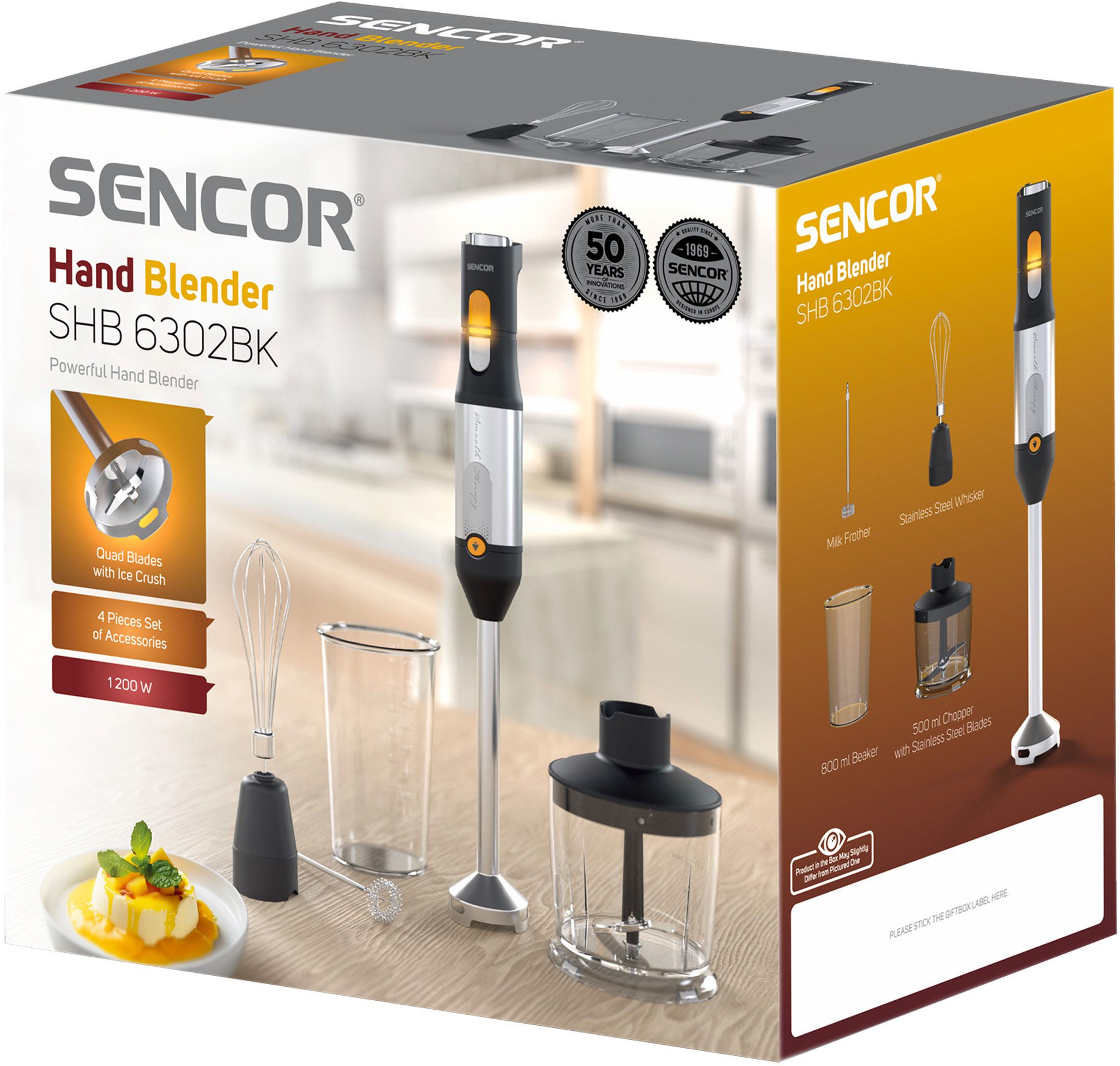 SENCOR SHB 6302BK 4 az 1-ben botmixer 1200 W teljesítménnyel, fekete – 3. kép