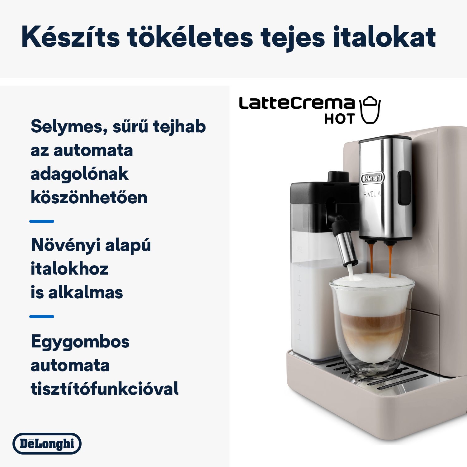 DE-LONGHI Rivelia EXAM440.55.BG automata kávéfőző tejtartállyal, bézs – 7. kép