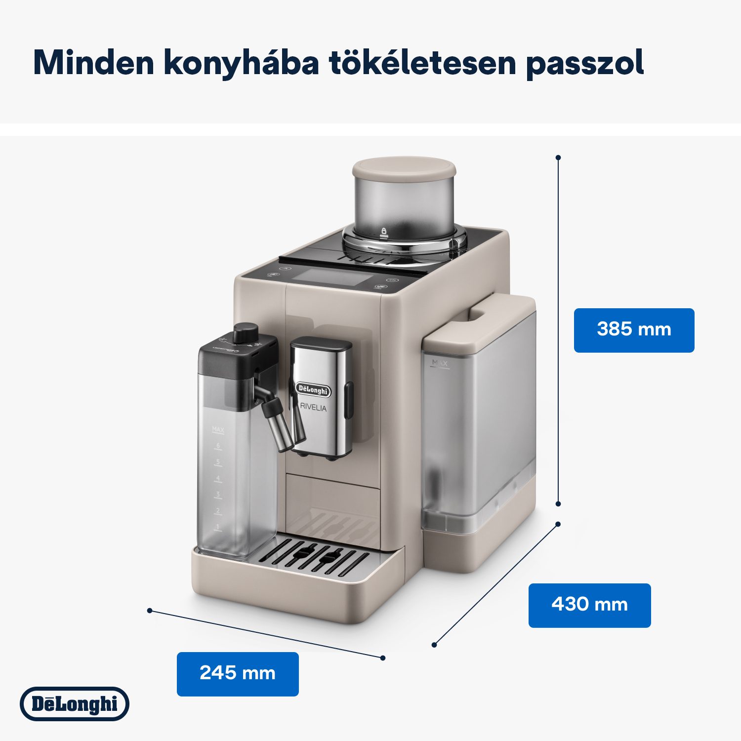DE-LONGHI Rivelia EXAM440.55.BG automata kávéfőző tejtartállyal, bézs – 10. kép
