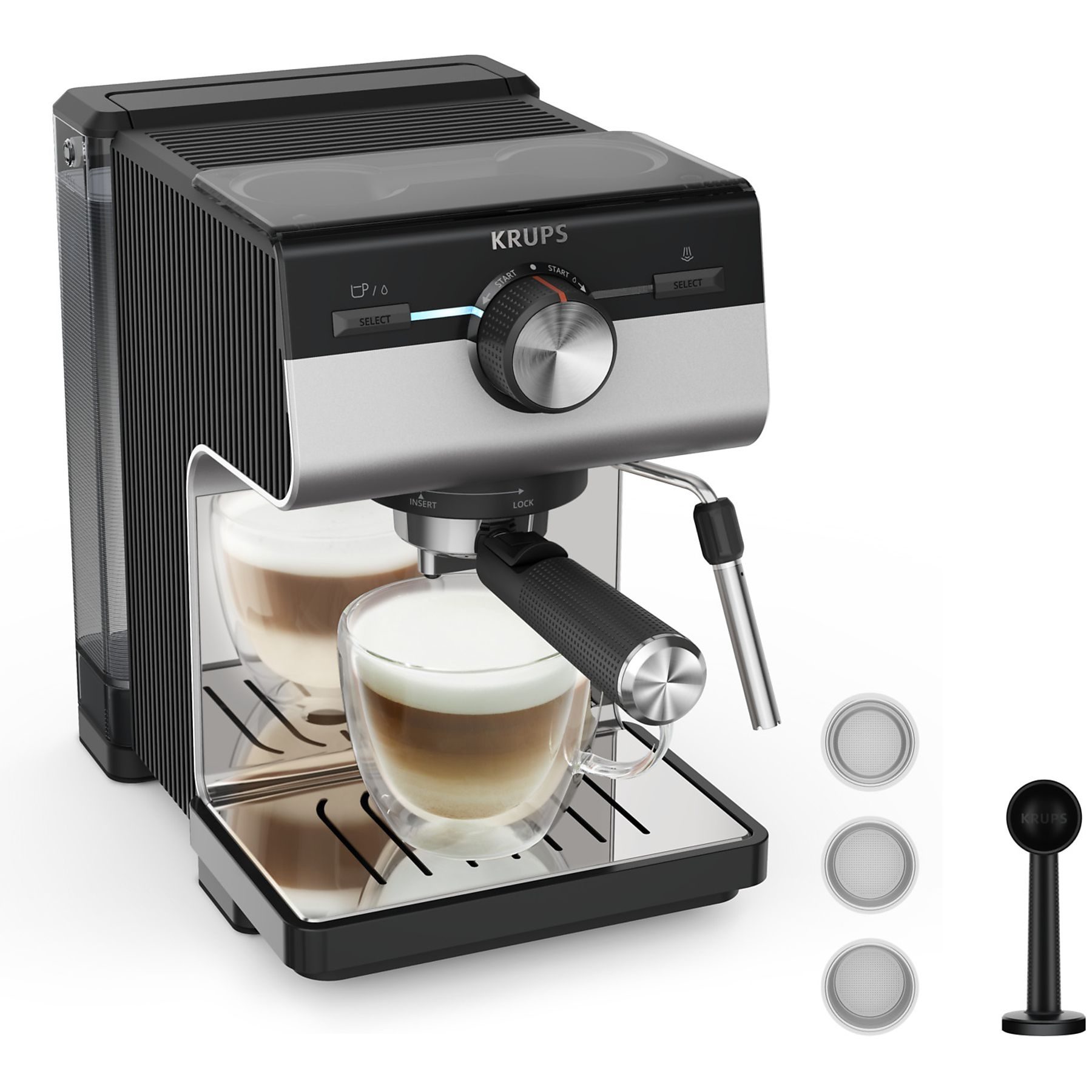 KRUPS XP384E10 Authentic+ manuális eszpresszó kávéfőző gőzfúvókával – 2. kép