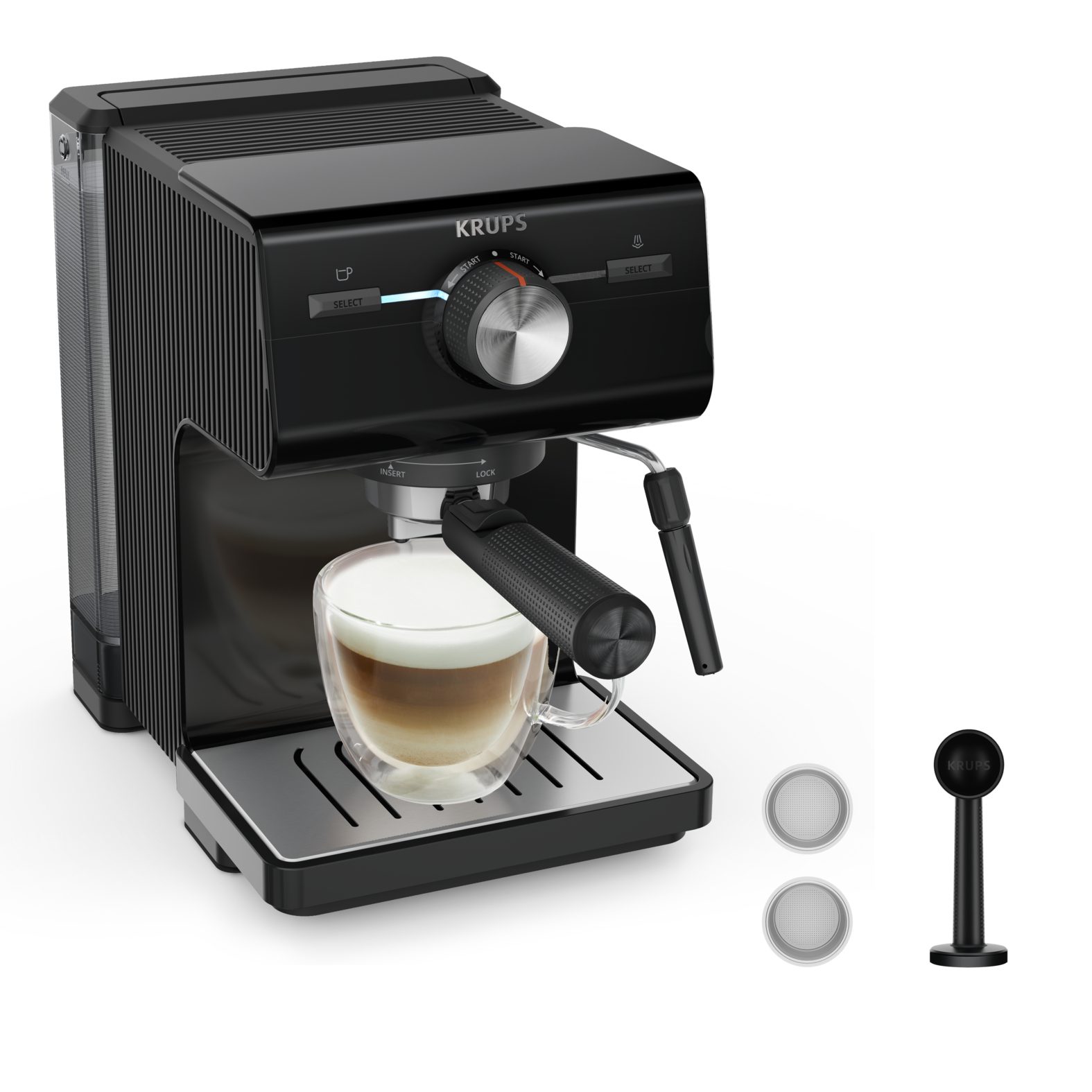 KRUPS XP381810 Authentic manuális eszpresszó kávéfőző gőzfúvókával – 2. kép