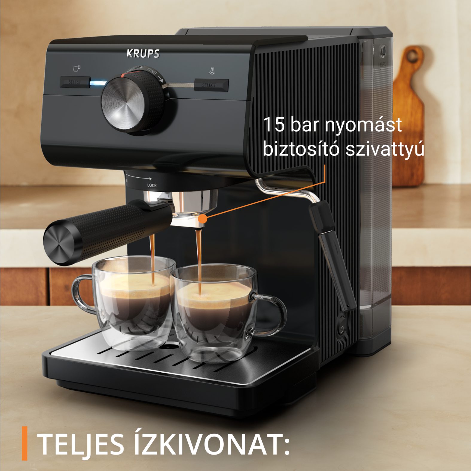 KRUPS XP381810 Authentic manuális eszpresszó kávéfőző gőzfúvókával – 7. kép