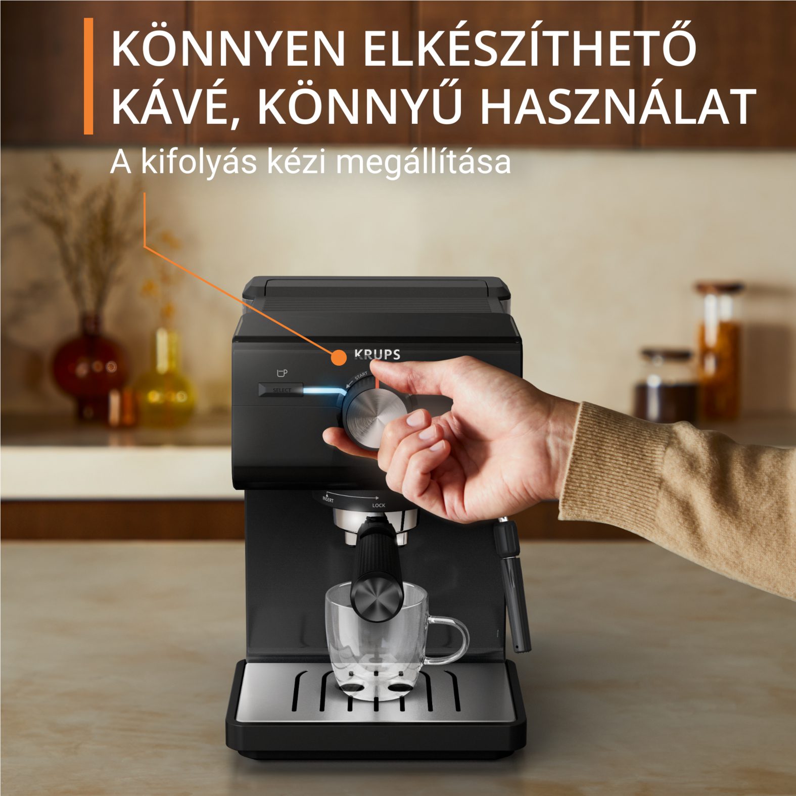 KRUPS XP381810 Authentic manuális eszpresszó kávéfőző gőzfúvókával – 8. kép
