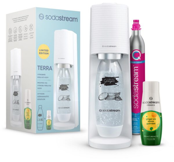 SODA STREAM SM TERRA WHITE GYÖMBÉR MEGAPACK fehér szódagépszett