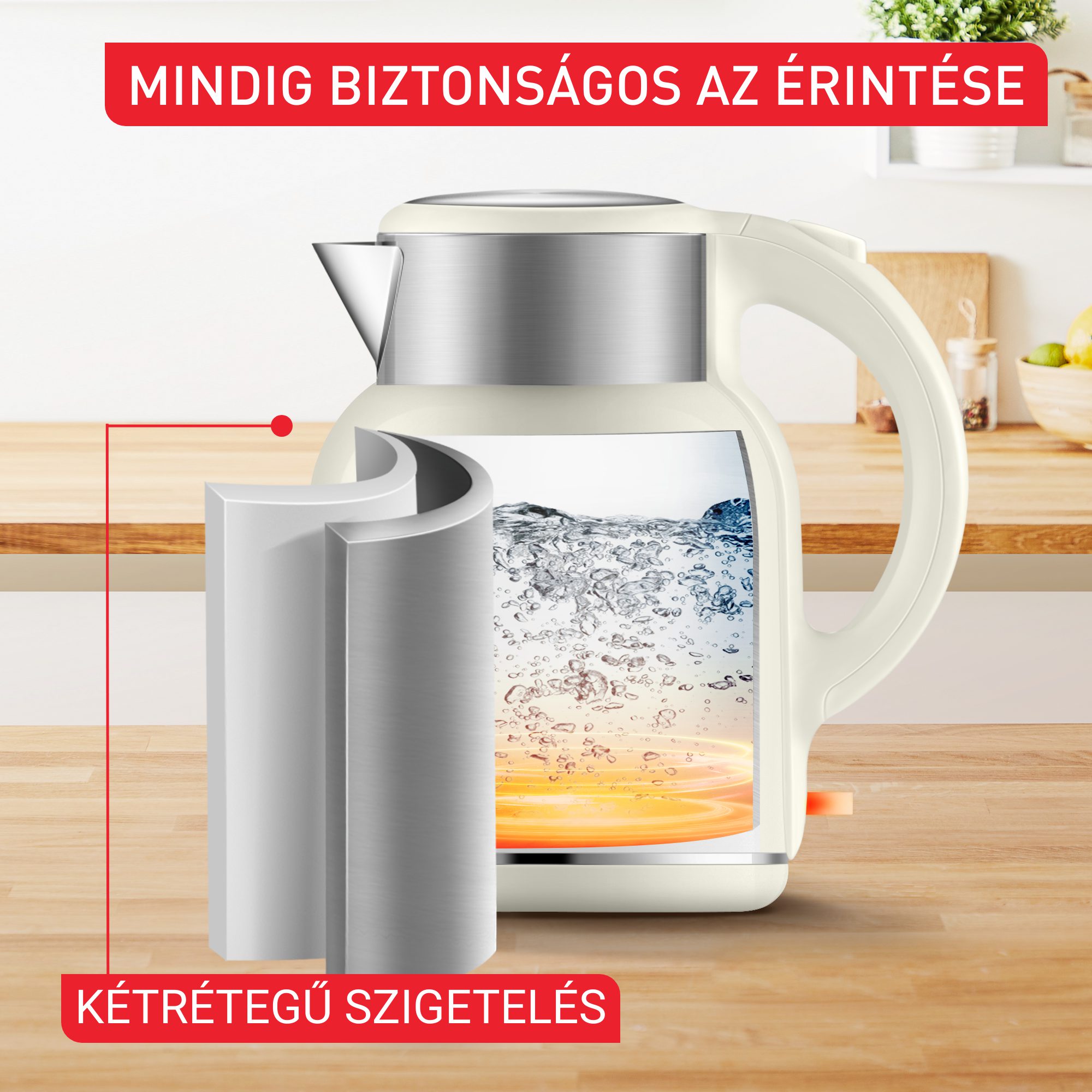 TEFAL KO190AE0 Thermo Protect XL 1,9 literes fehér vízforraló – 3. kép