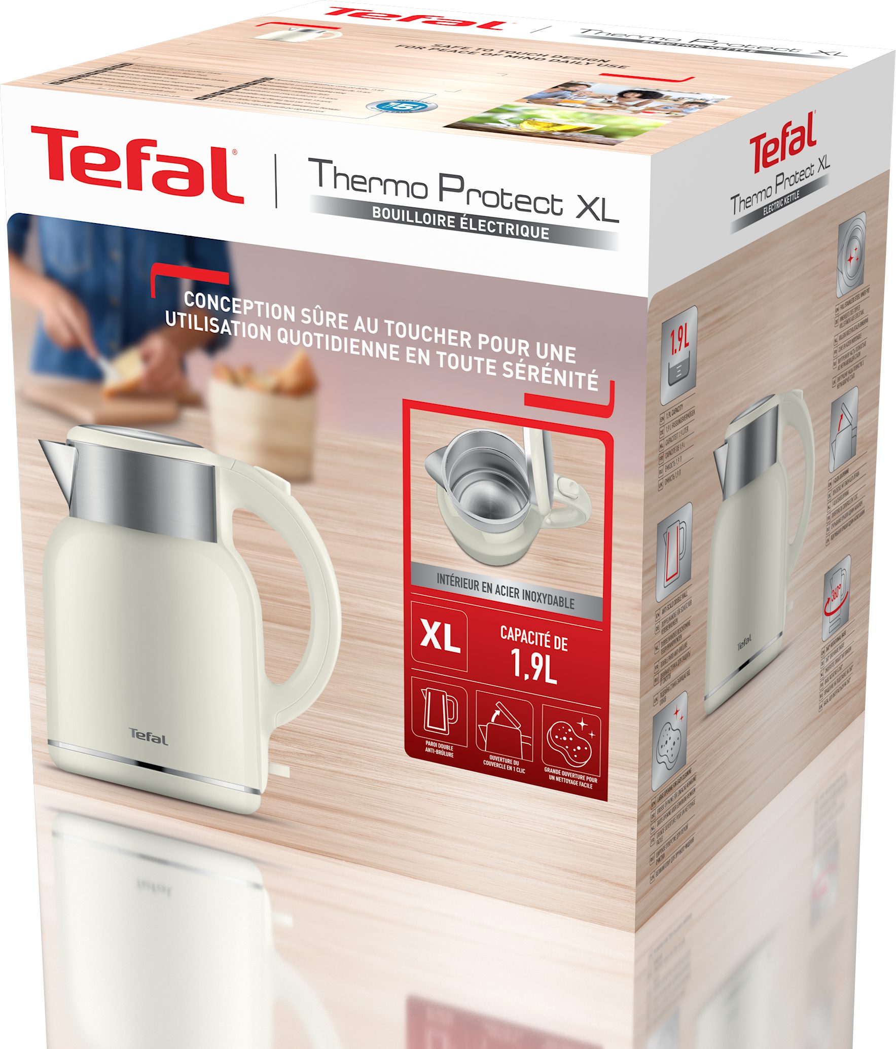 TEFAL KO190AE0 Thermo Protect XL 1,9 literes fehér vízforraló – 8. kép