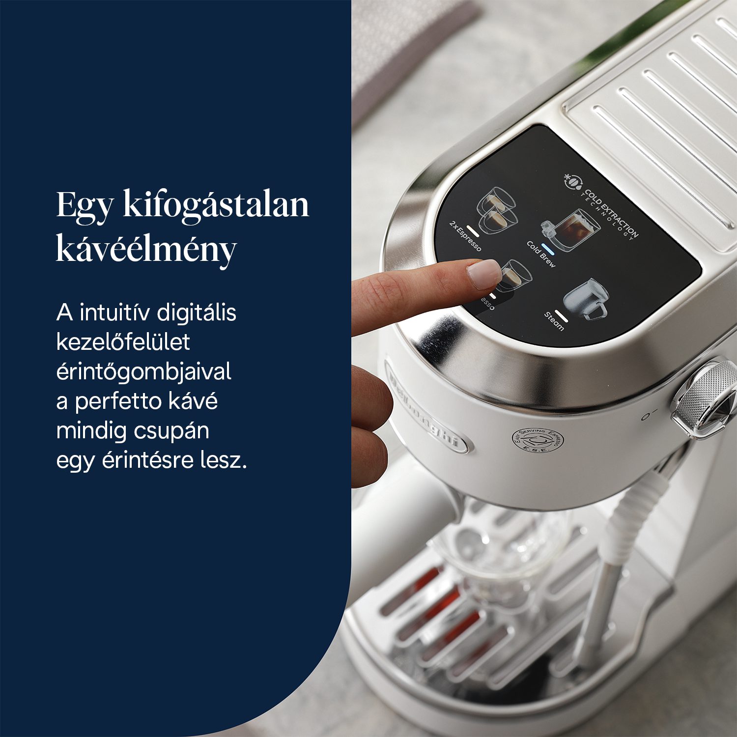 DE-LONGHI Dedica Duo EC890.WI fehér karos presszókávéfőző cold brew funkcióval – 10. kép