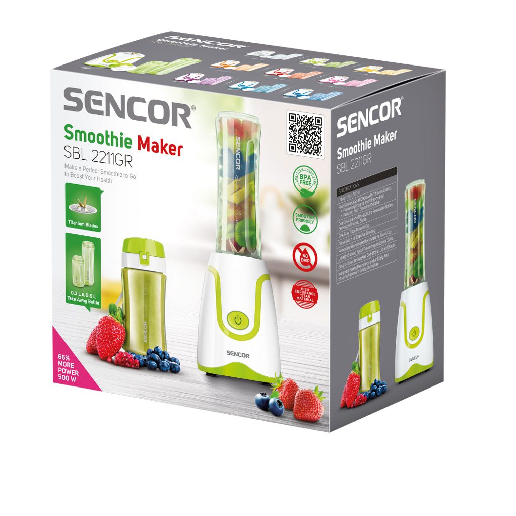 SENCOR SBL 2211GR zöld smoothie mixer két hordozható pohárral – 4. kép