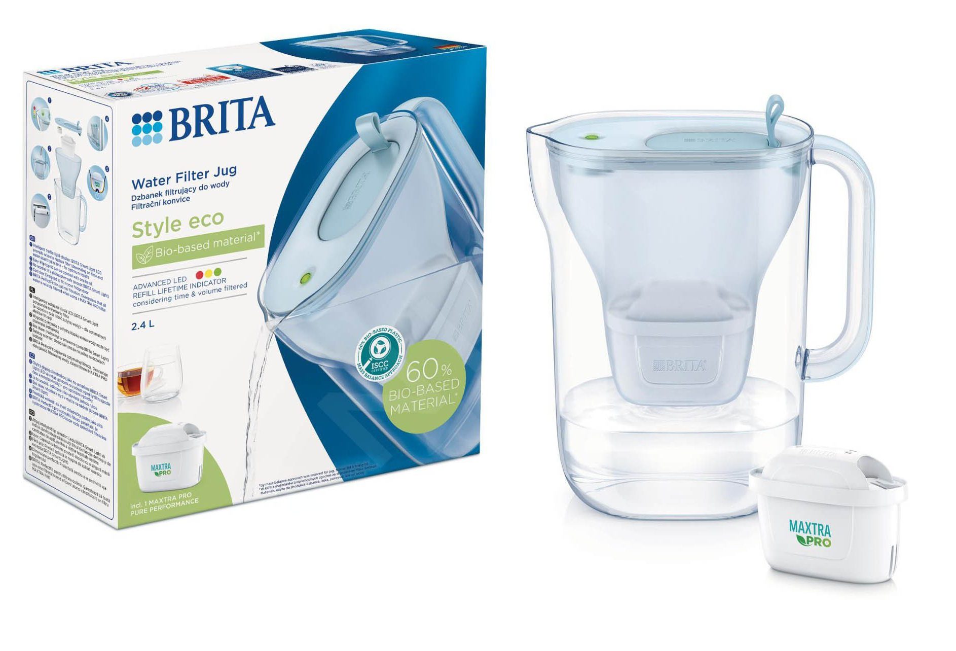 BRITA BR1055745 Style Eco vízszűrő kancsó, 2,4 l, kék – 2. kép