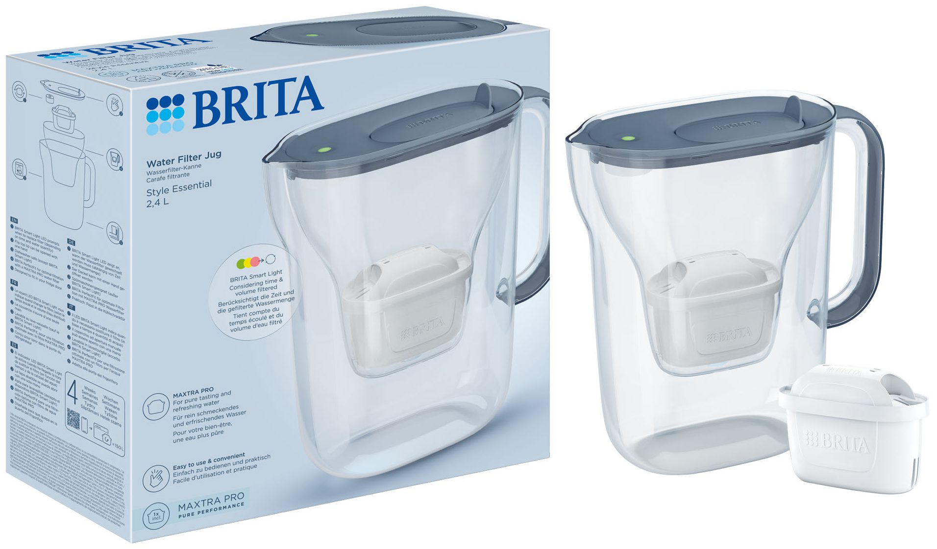 BRITA BR1057790 Style 2,4 l-es kék vízszűrő kancsó LED kijelzővel – 2. kép