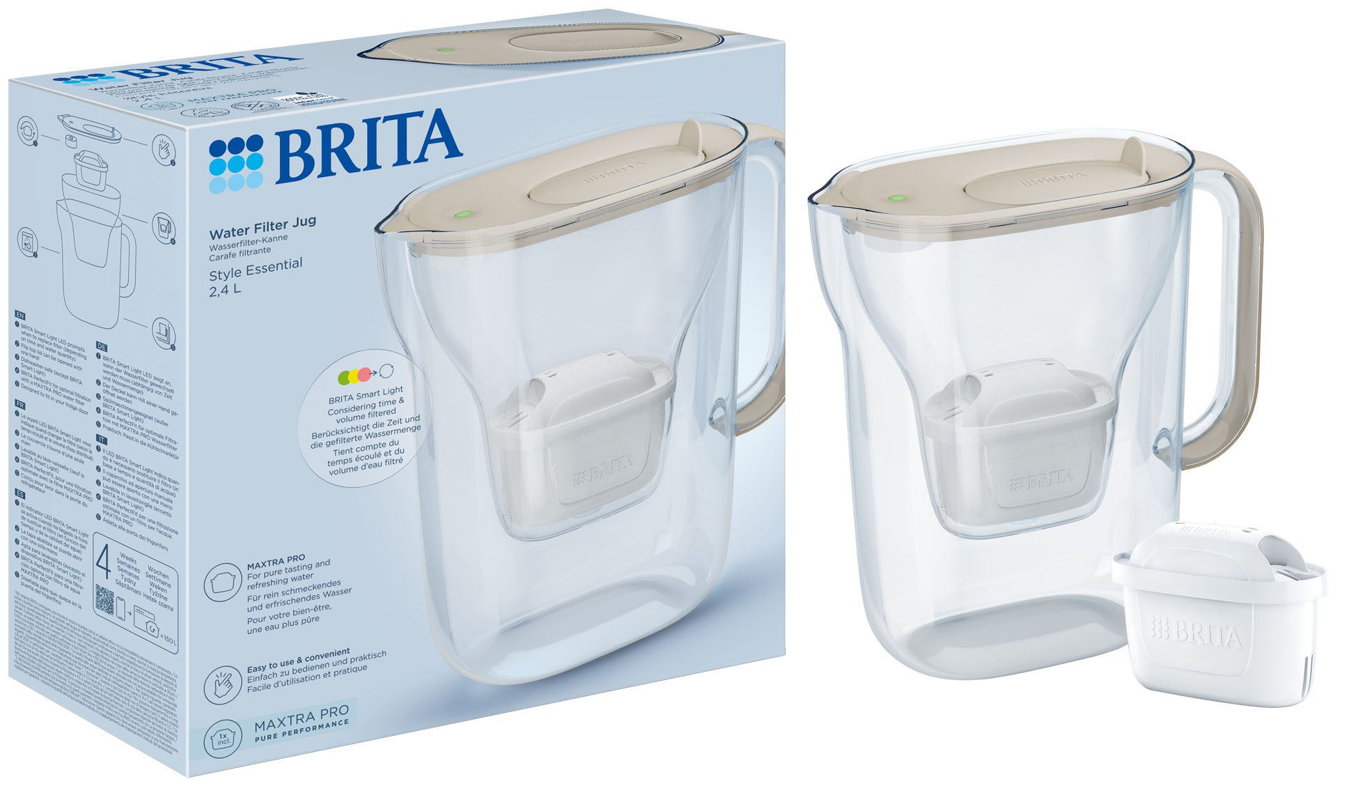 BRITA BR1057794 Style Essential 2,4 literes vízszűrő kancsó, homokszínű – 2. kép
