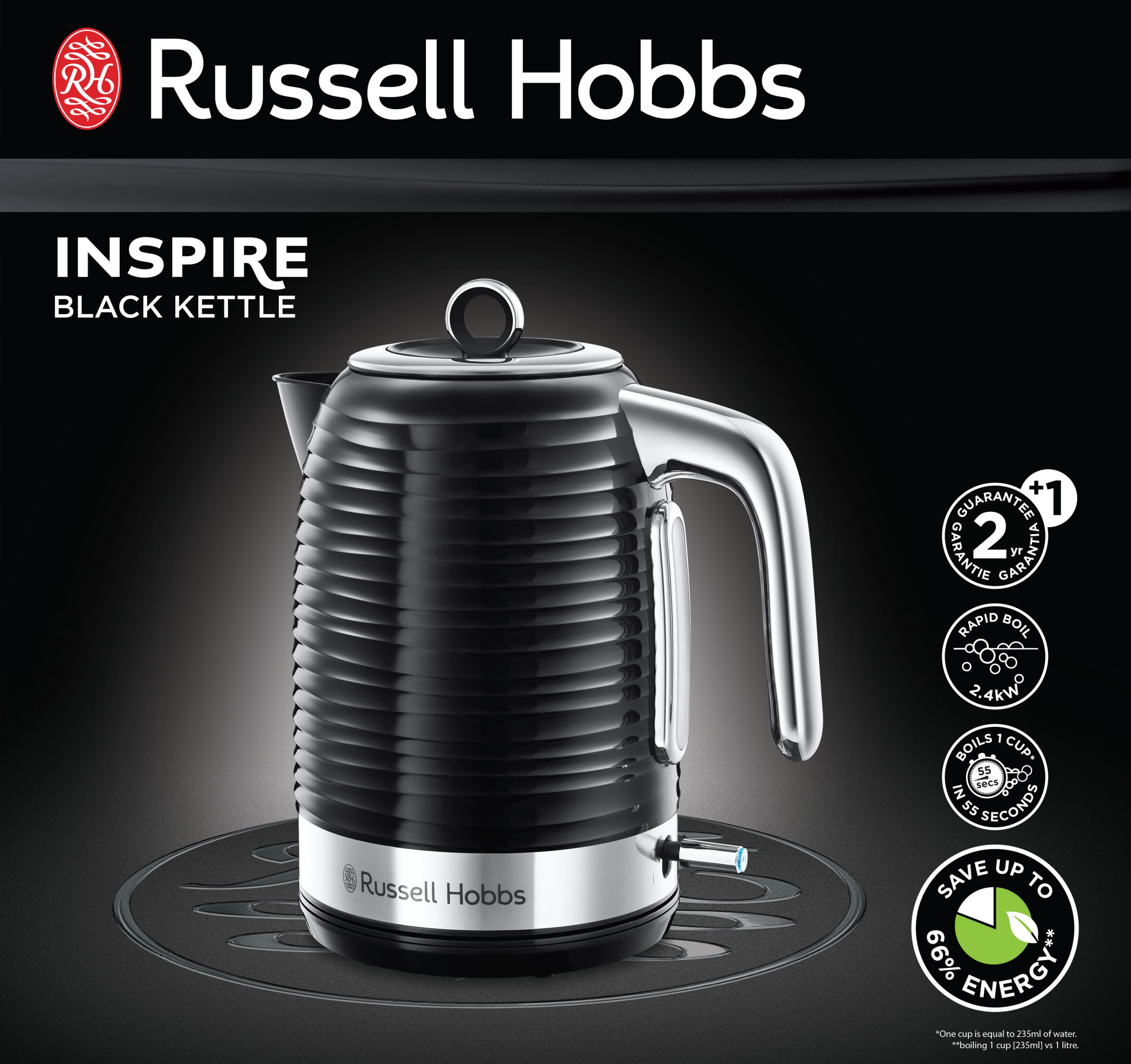 RUSSELL HOBBS 24361-70/RH Inspire fekete vízforraló – 3. kép