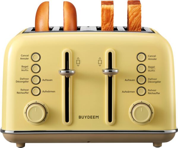BUYDEEM DT640E-MY/EU négyszeletes, sárga kenyérpirító 7 pirítási fokozattal