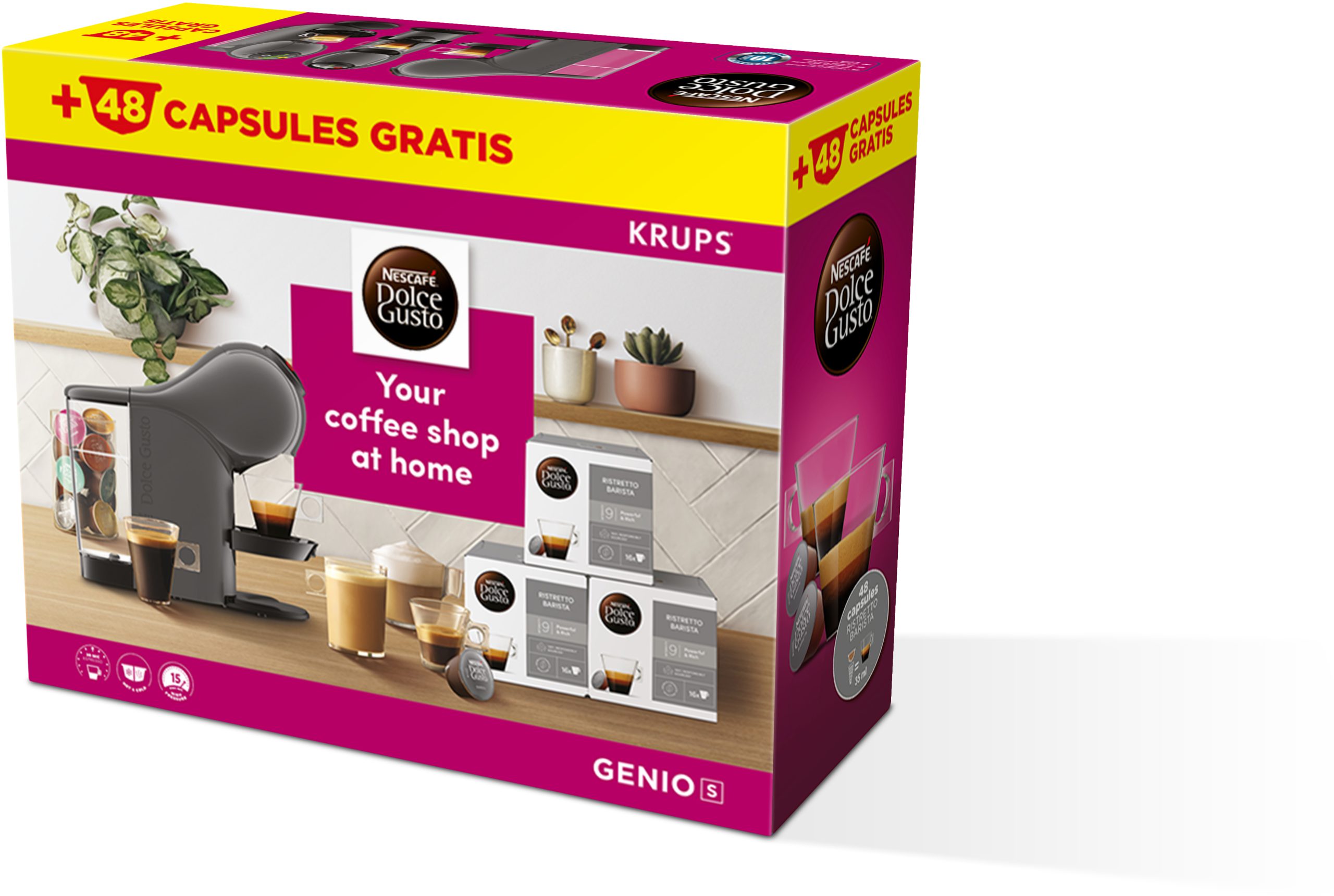 KRUPS KP243B10CE NESCAFÉ Dolce Gusto Genio S antracit kapszulás kávéfőző ajándék kapszulával – 5. kép