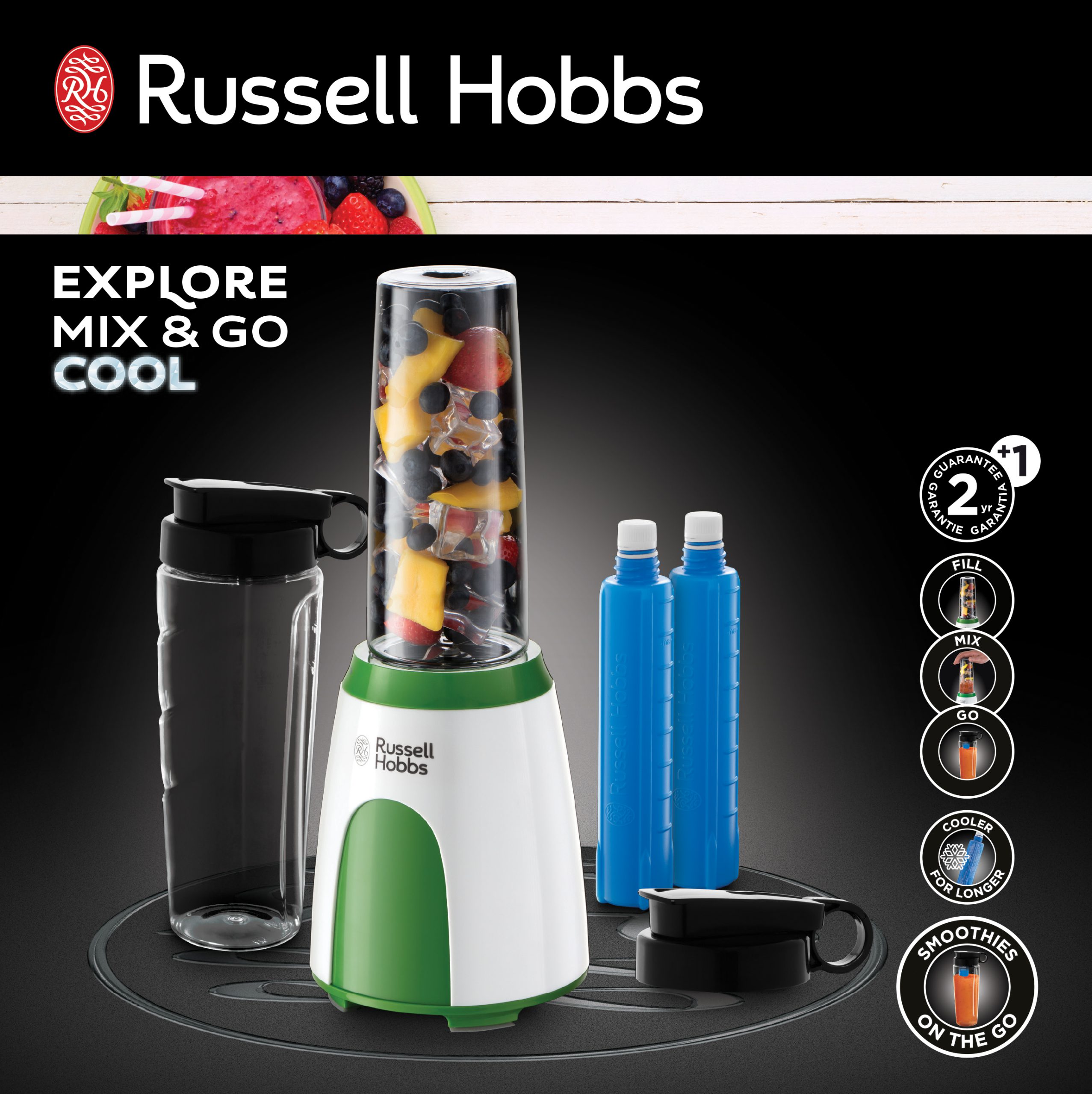 RUSSELL HOBBS 25160-56/RH Explore Mix&Go Cool személyi turmixgép két palackkal – 2. kép