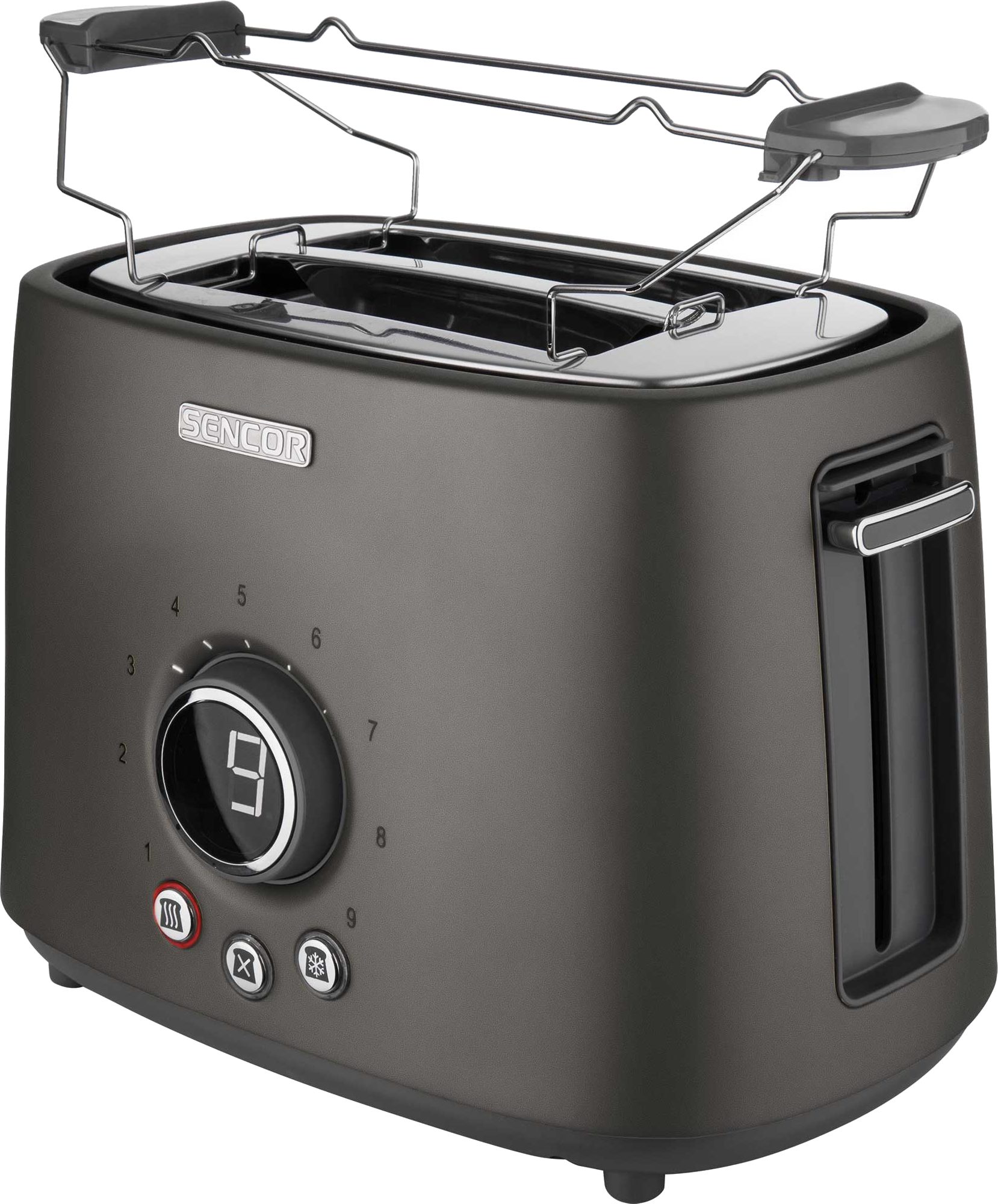 SENCOR STS 6058BK kétrekeszes kenyérpirító melegítőrostéllyal, fekete – 4. kép