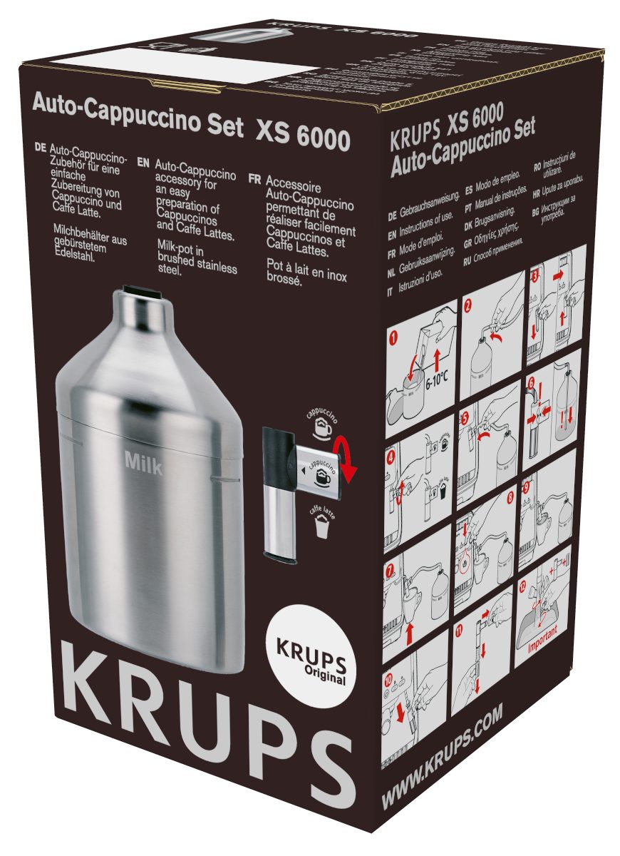 KRUPS XS600010 tejhabosító szett állítható fúvókával és acéltartállyal – 2. kép