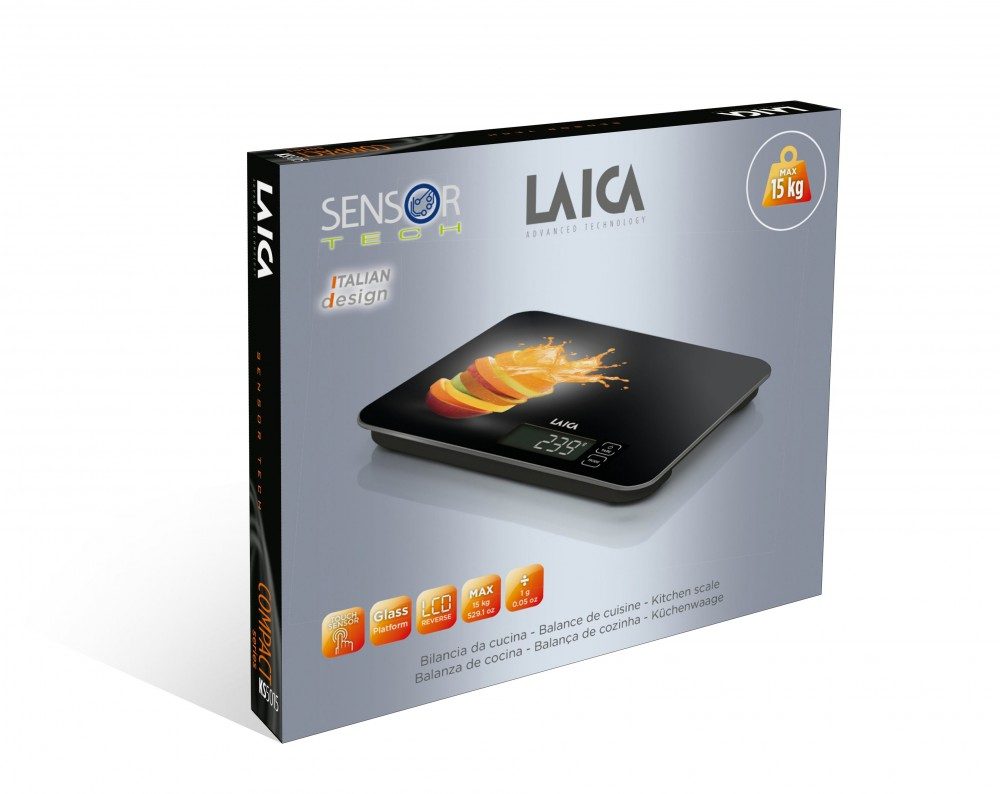 LAICA KS5015L digitális konyhamérleg narancsszínű mintával, 15 kg-os kapacitással – 3. kép