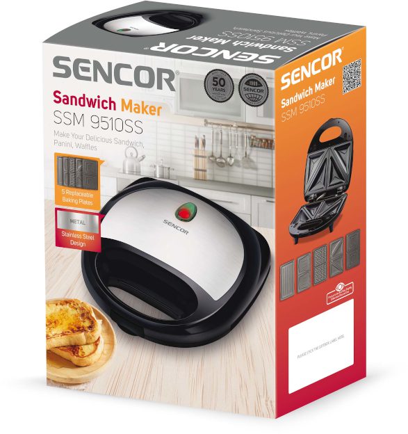 SENCOR SSM 9510SS 5 az 1-ben szendvics-, gofri- és grillsütő – 4. kép