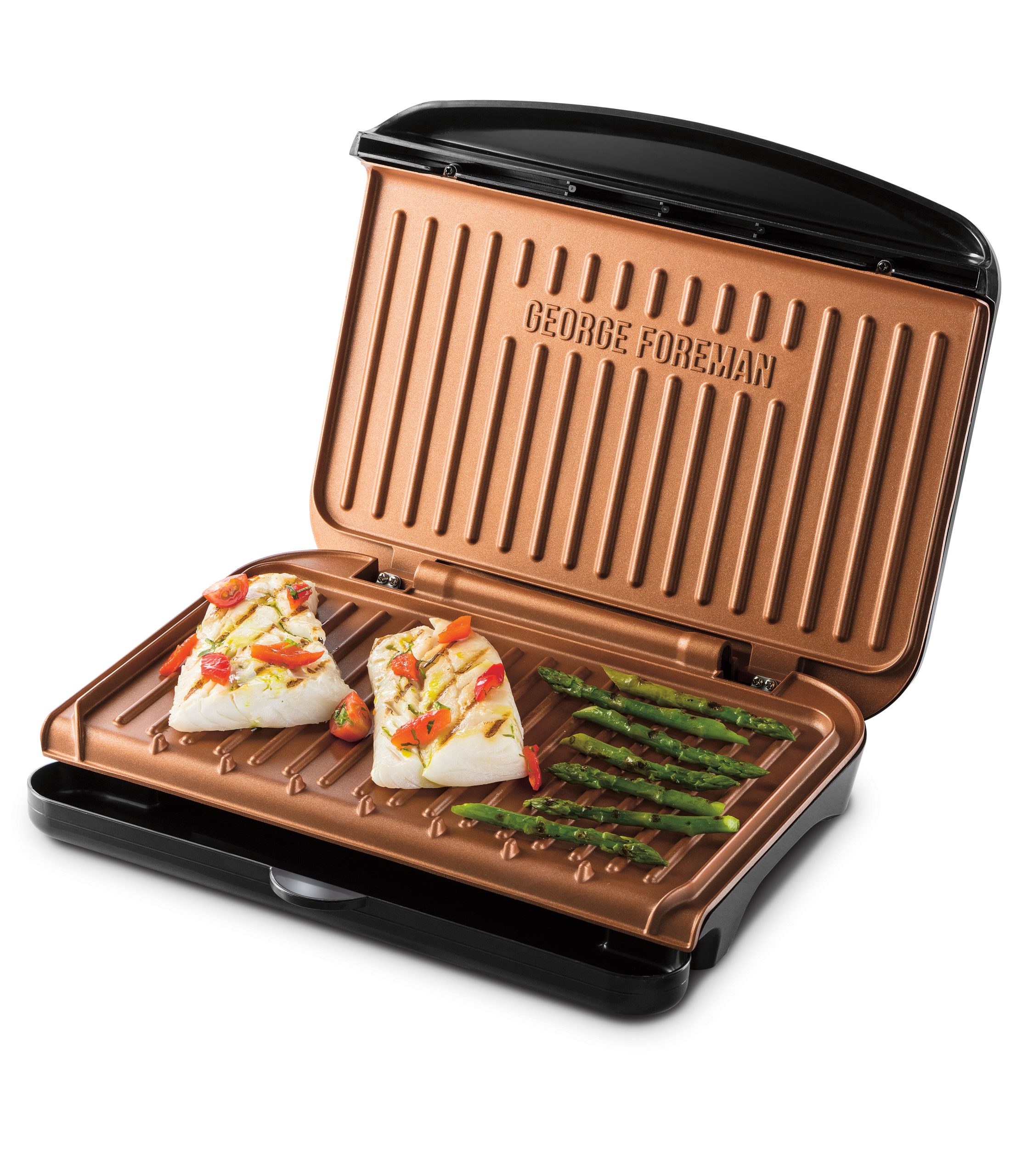 GEORGE FOREMAN 25811-56/RH Fit Grill Copper elektromos grillsütő réz sütőlapokkal – 4. kép