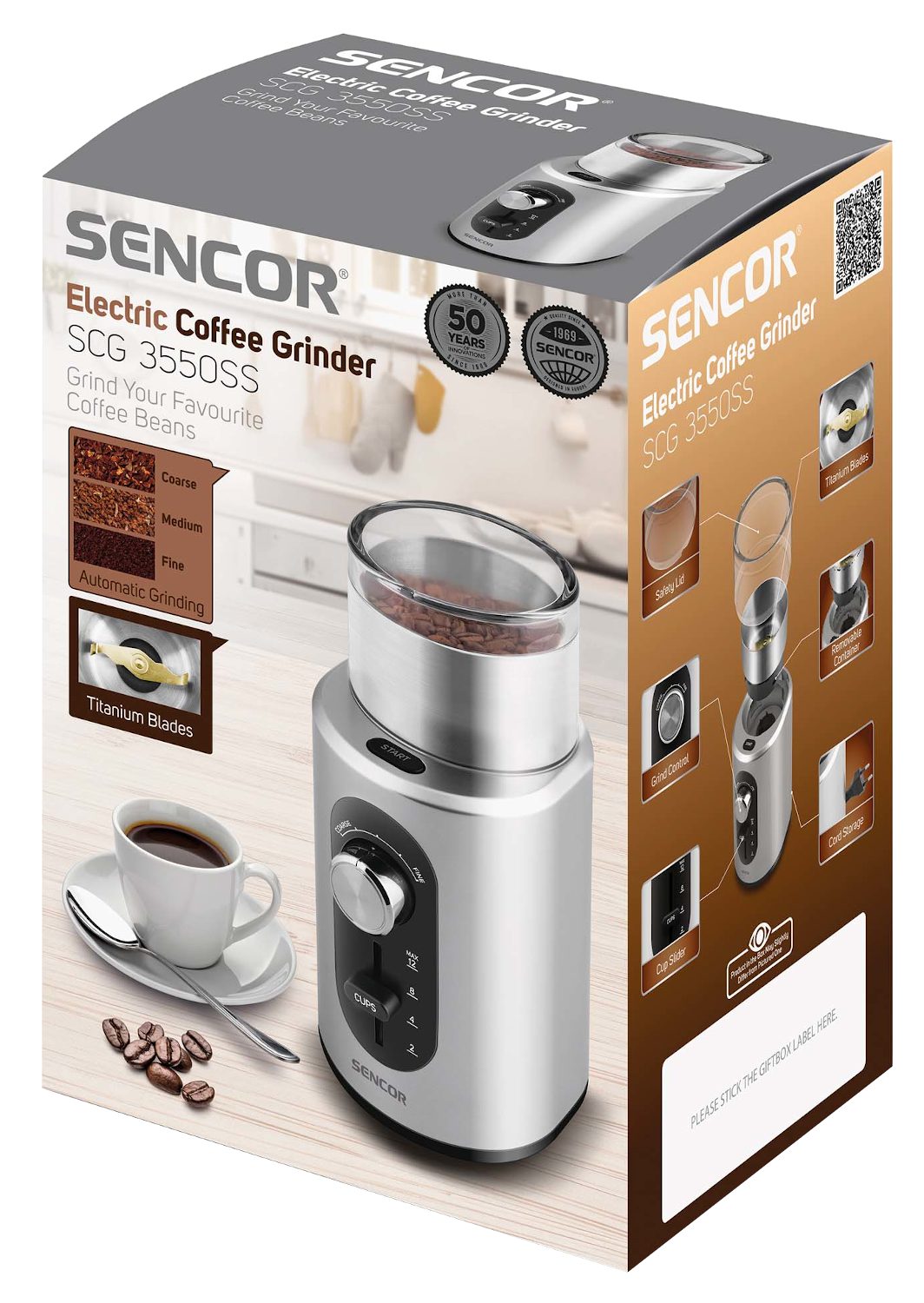 SENCOR SCG 3550SS kávédaráló titánbevonatú pengével – 4. kép