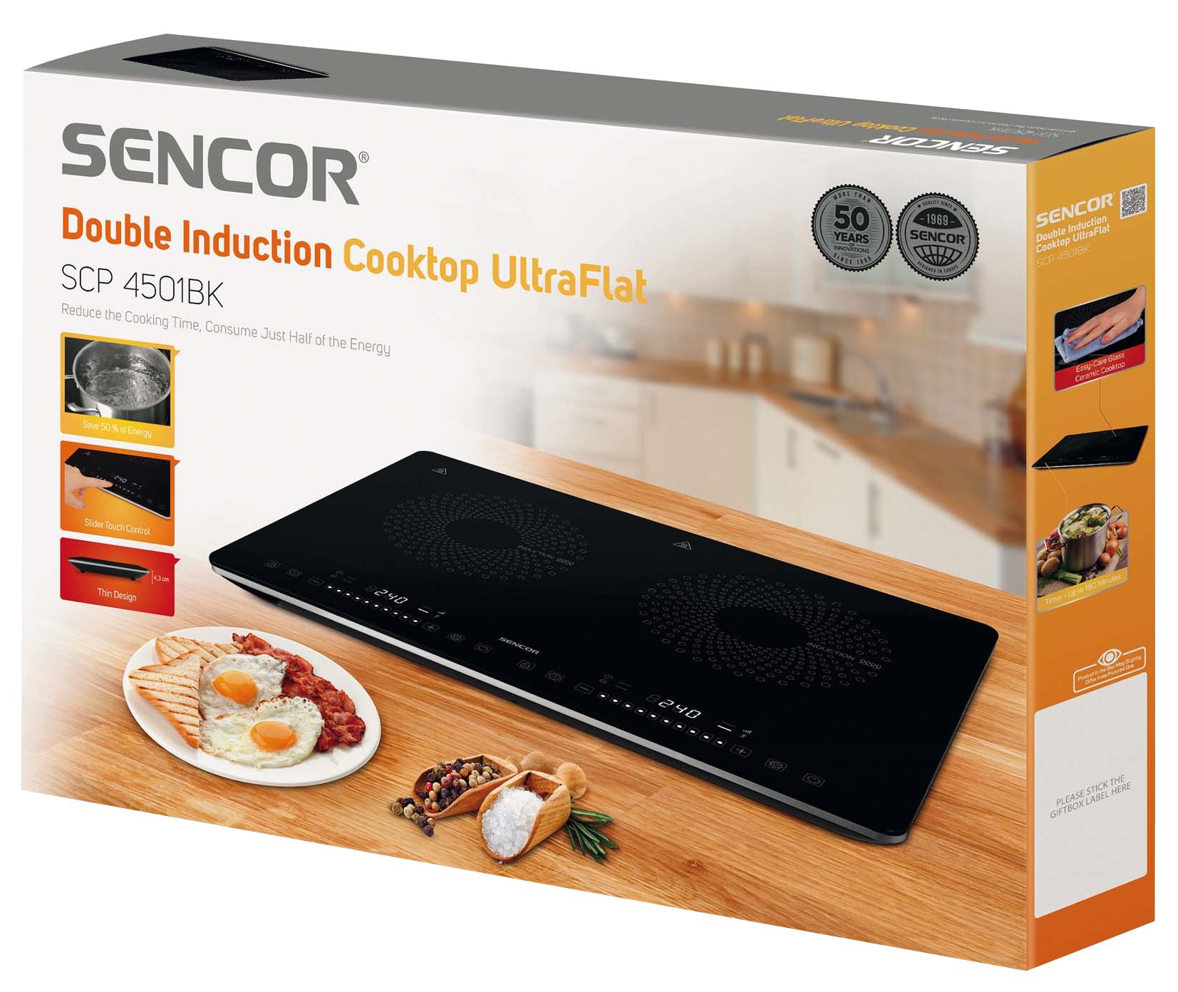 SENCOR SCP 4501BK kétzónás indukciós főzőlap üvegkerámia felülettel – 3. kép