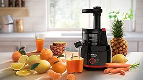 TEFAL ZC150838 Juiceo gyümölcsprés cseppzáróval, piros-fekete – 2. kép