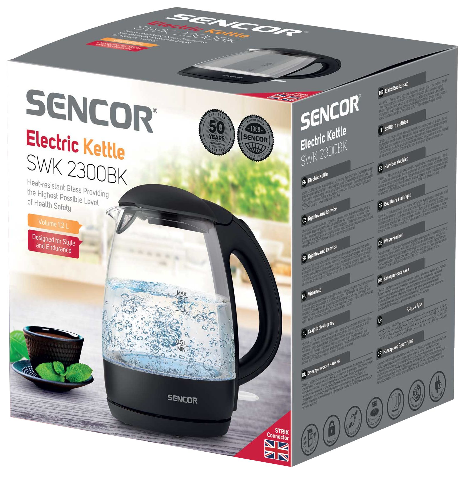 SENCOR SWK 2300BK fekete üveg vízforraló, 1,2 l, 2200 W – 4. kép