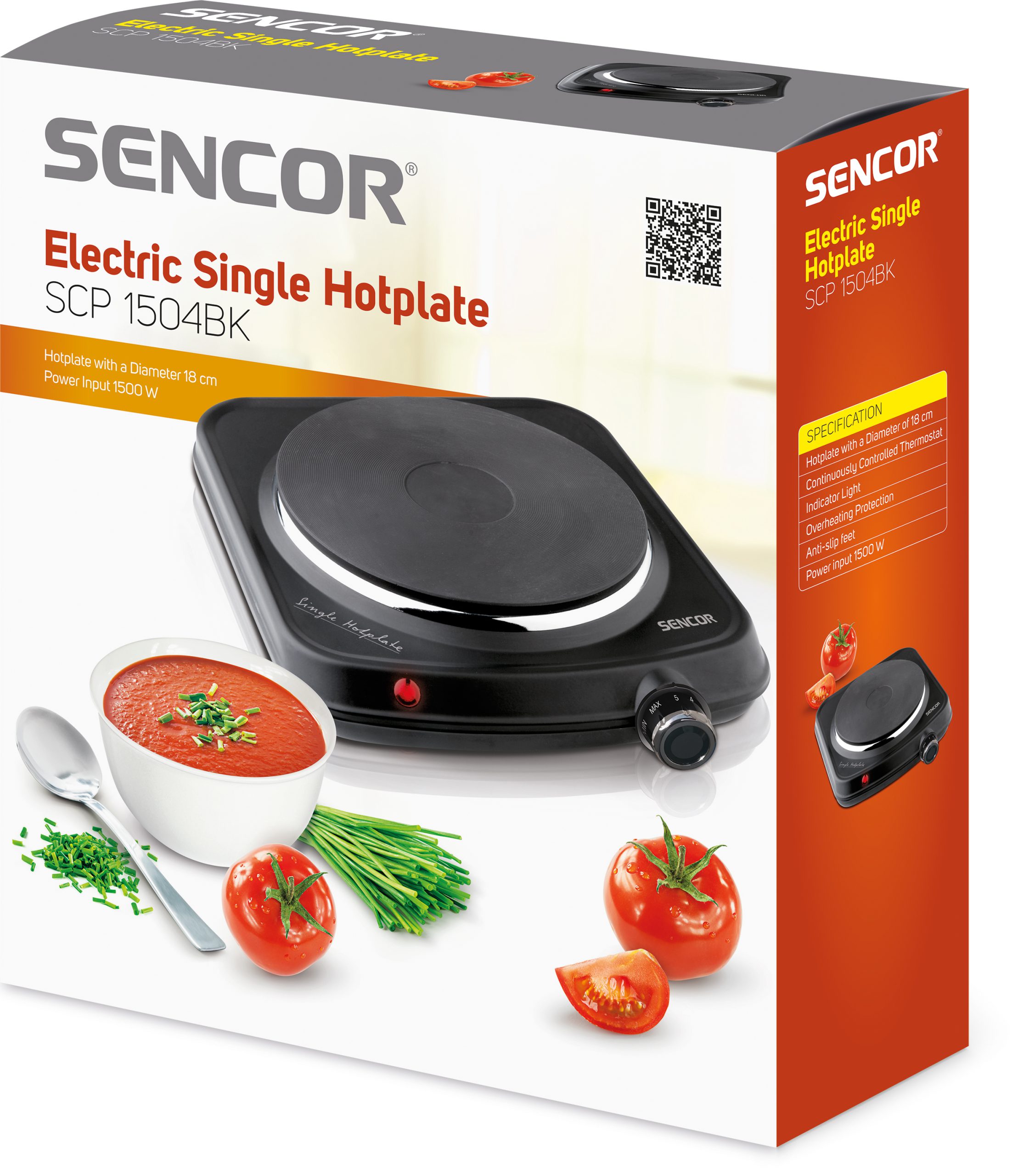 SENCOR SCP 1504BK-EUE4 szabadon álló elektromos főzőlap, fekete – 2. kép