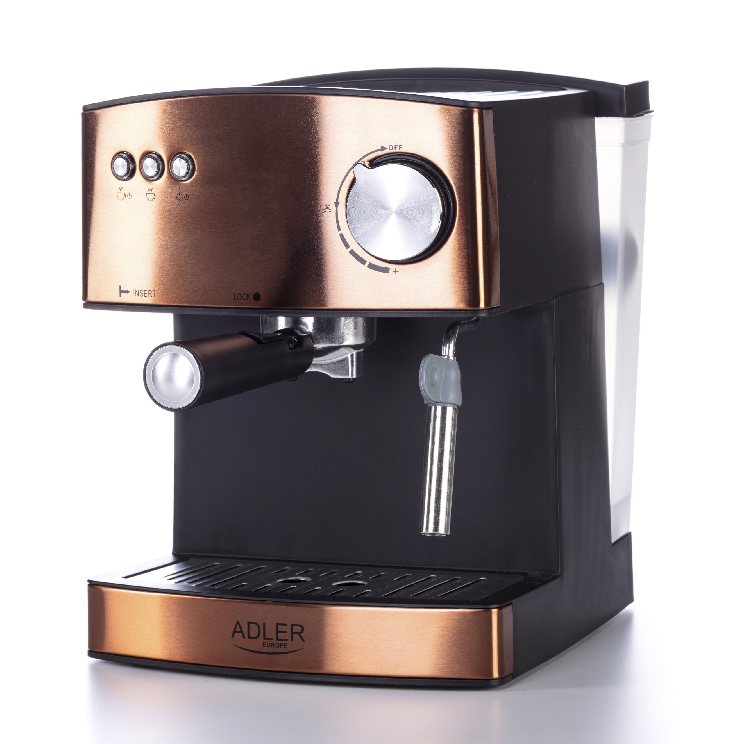 ADLER AD4404CR eszpresszó kávéfőző tejhabosítóval, 15 bar, 850 W, réz – 2. kép