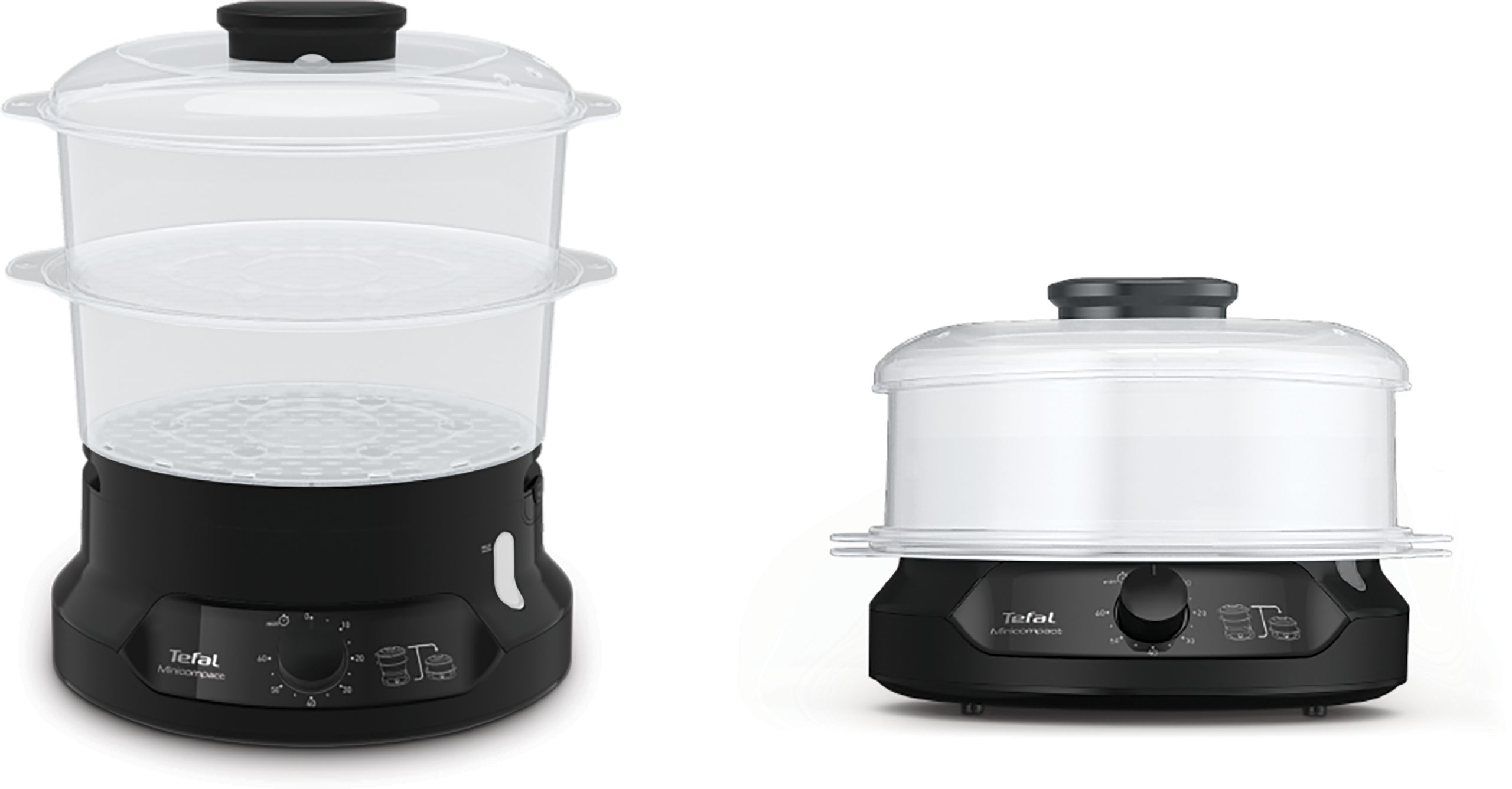 TEFAL VC139810 Mini Compact fekete, kétszintes ételpároló – 5. kép