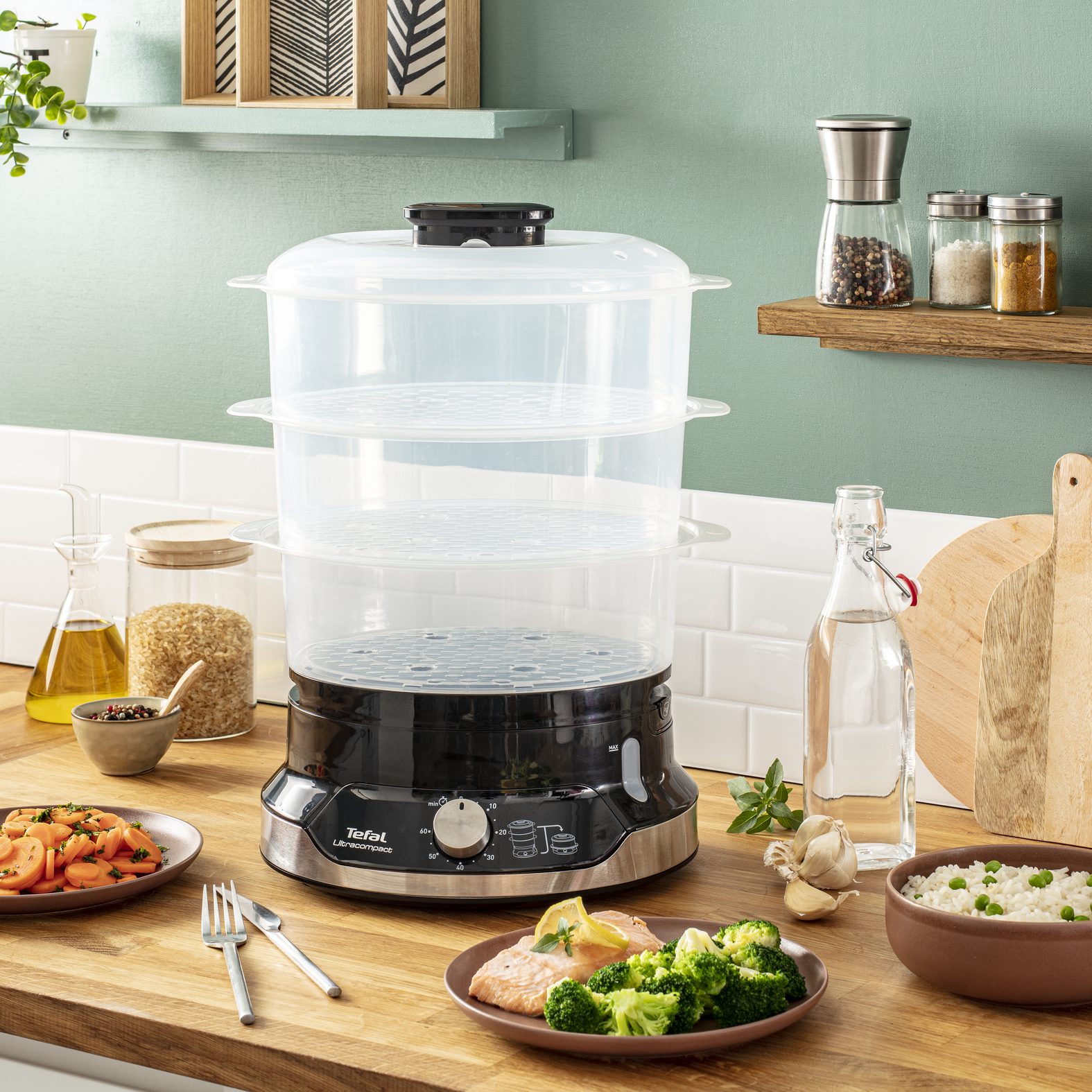 TEFAL VC204810 Ultracompact 9 literes fekete ételpároló – 4. kép