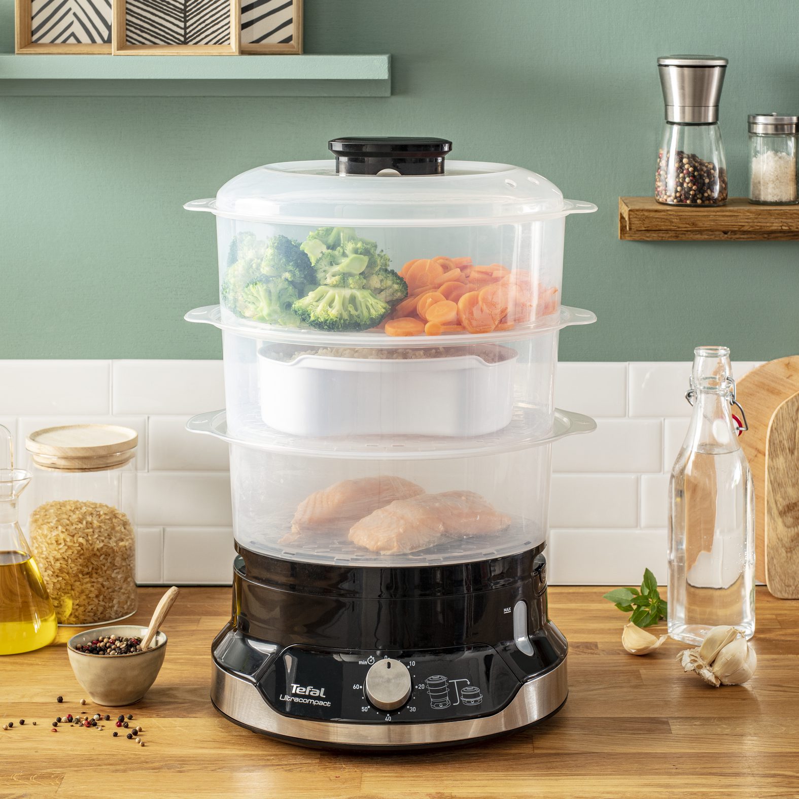 TEFAL VC204810 Ultracompact 9 literes fekete ételpároló – 5. kép