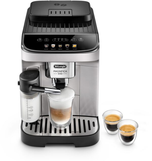 DE-LONGHI ECAM290.61.SB Magnifica Evo automata kávéfőző tejtartállyal, fekete-ezüst
