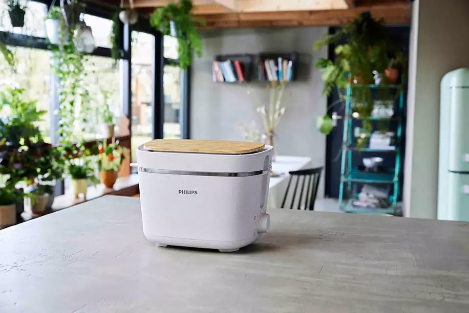 PHILIPS HD2640/10 Eco Collection kétrekeszes kenyérpirító, szatén fehér – 4. kép