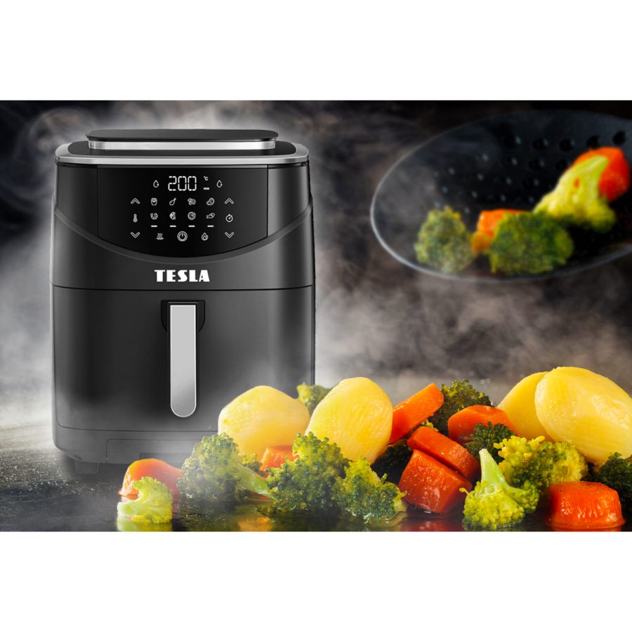 TESLA AirCook & Steam QS500 többfunkciós gőz- és forrólevegős sütő 7 literes kosárral – 8. kép