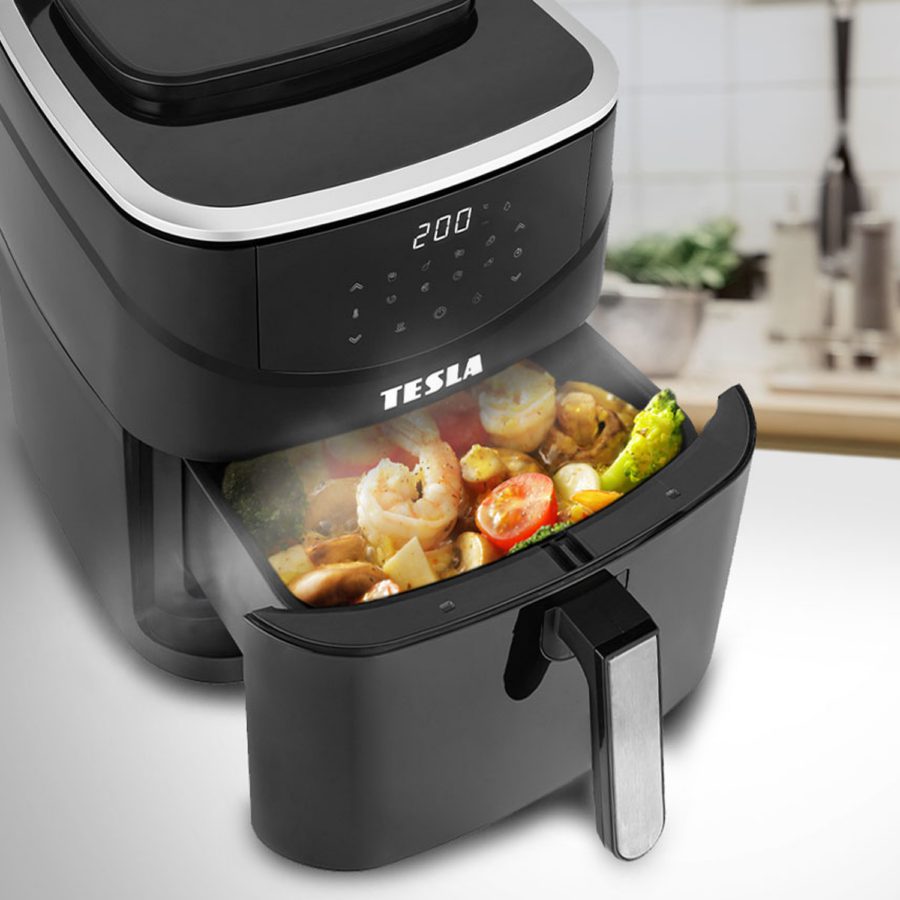 TESLA AirCook & Steam QS500 többfunkciós gőz- és forrólevegős sütő 7 literes kosárral – 9. kép