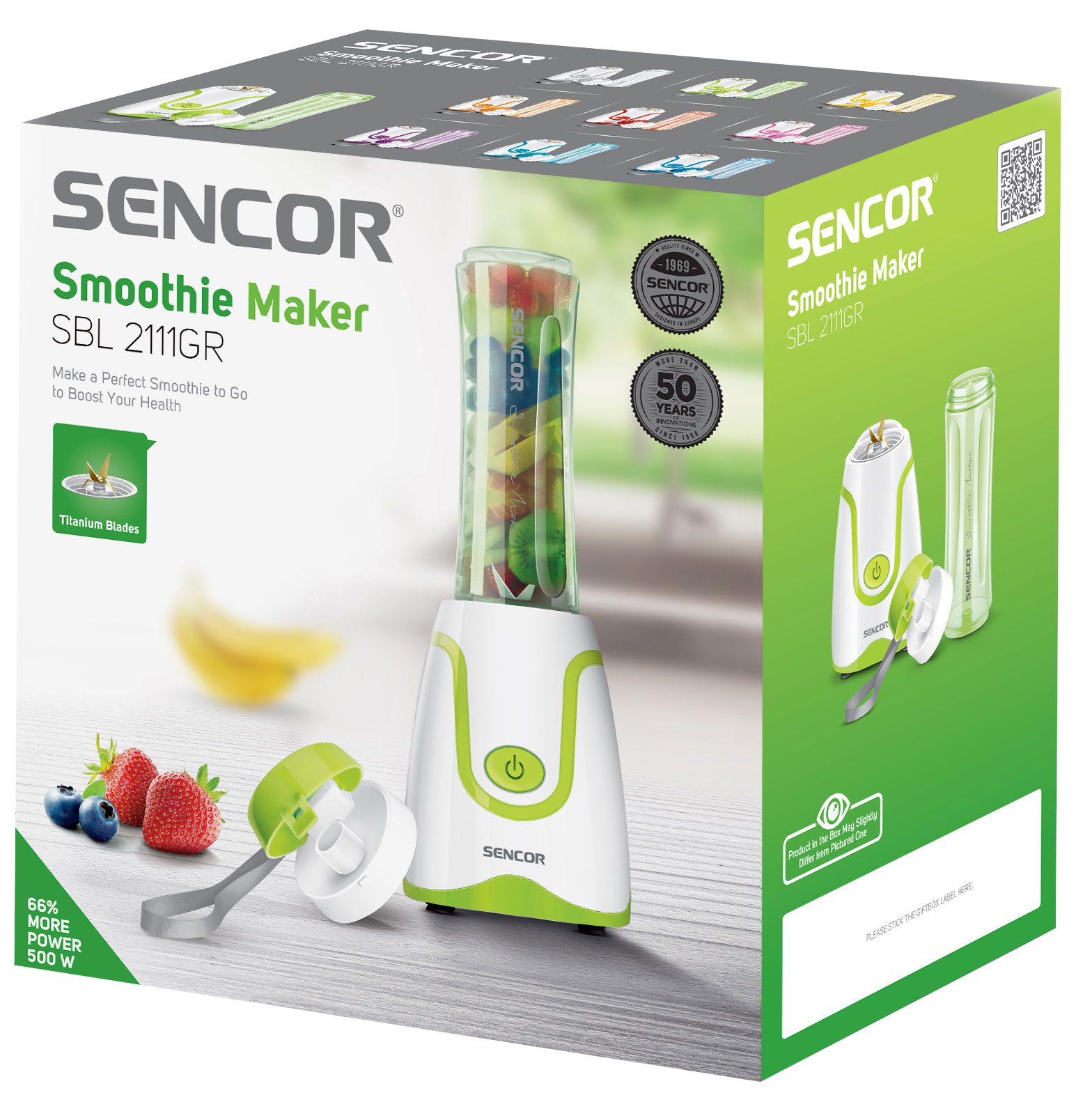 SENCOR SBL 2111GR zöld smoothie készítő 0,6 literes útipohárral – 3. kép