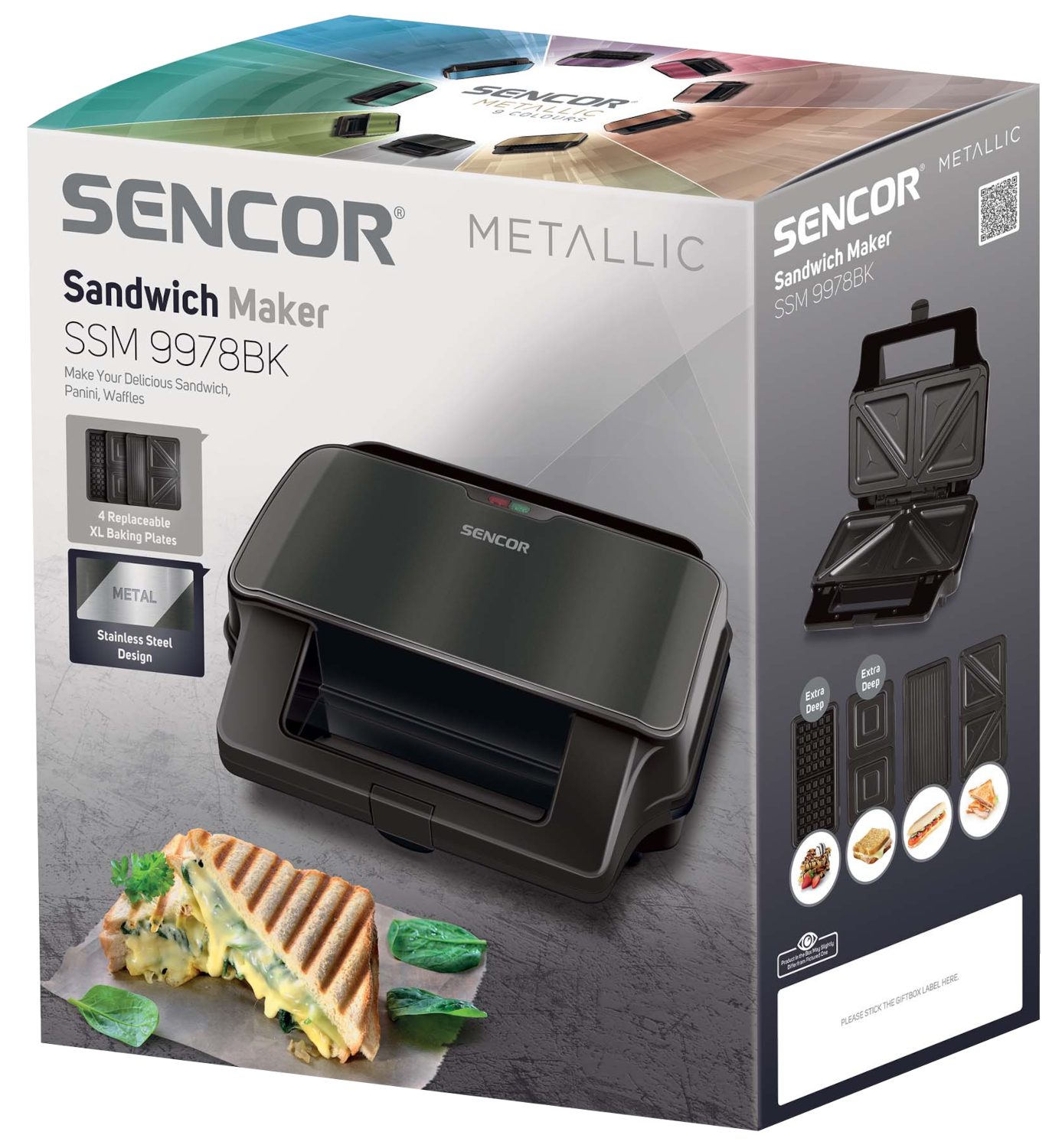 SENCOR SSM 9978BK 4 az 1-ben szendvics-, gofri- és grillsütő – 3. kép