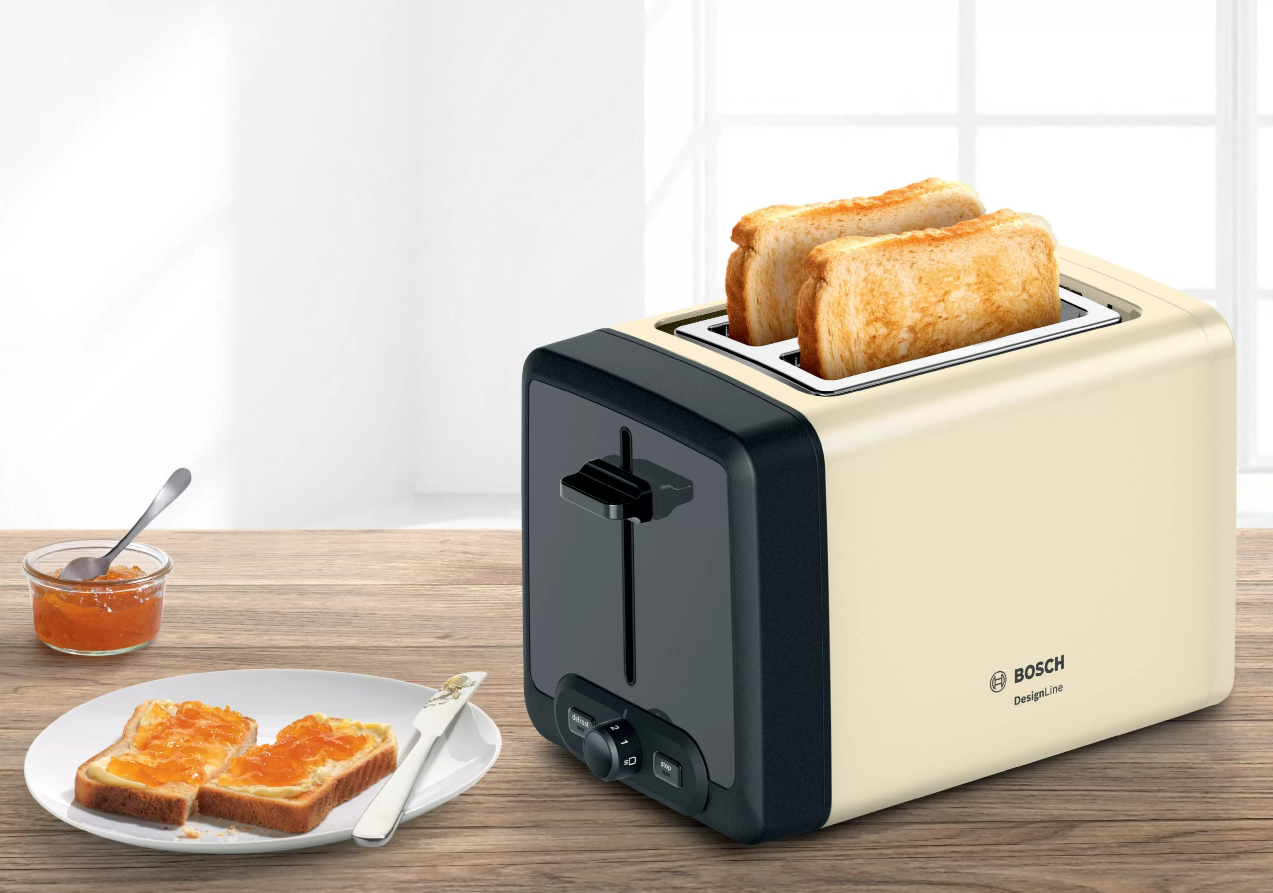 BOSCH TAT4P427 kenyérpirító, 970 W, vanília színben – 2. kép
